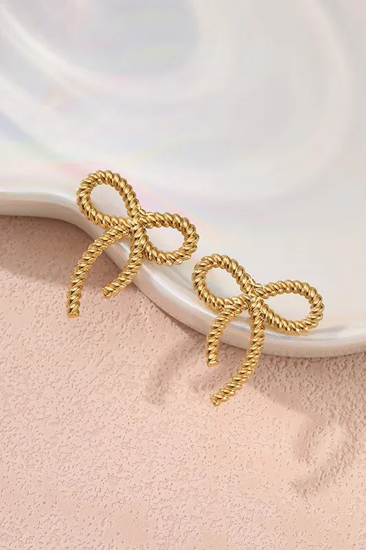 18K Stainless Steel Tarnish Free Bow Stud Earrings sold by Roxie’s Picks product image thumbnail 3