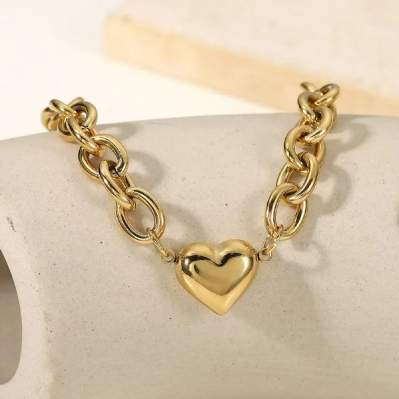 18K Stainless Steel Tarnish Free Heart Necklace sold by Roxie’s Picks