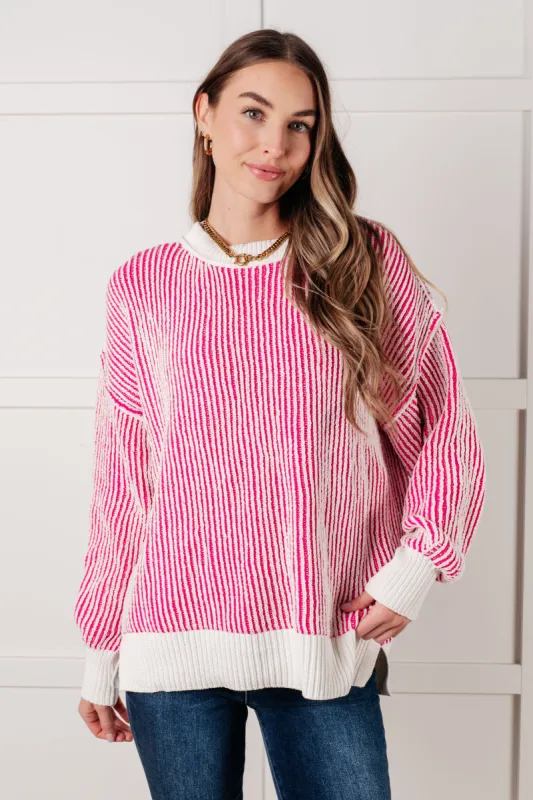 Least High Maintenance Contrast Trim Sweater in Pink sold by Roxie’s Picks