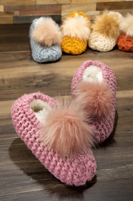 Knitted Slippers with Pom Pom sold by Roxie’s Picks product image thumbnail 3