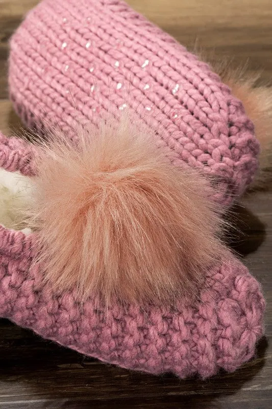 Knitted Slippers with Pom Pom sold by Roxie’s Picks product image thumbnail 2