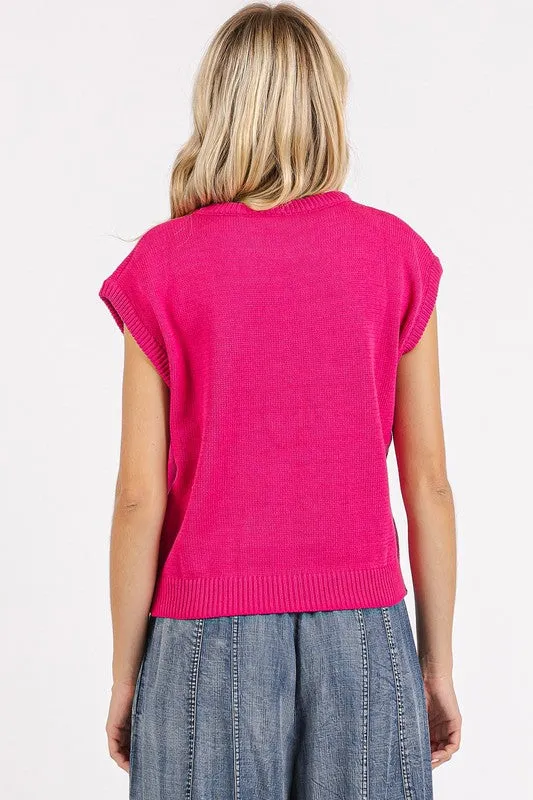 LOVE Contrast Letter Round Neck Cap Sleeve Knit Top sold by Roxie’s Picks product image thumbnail 5