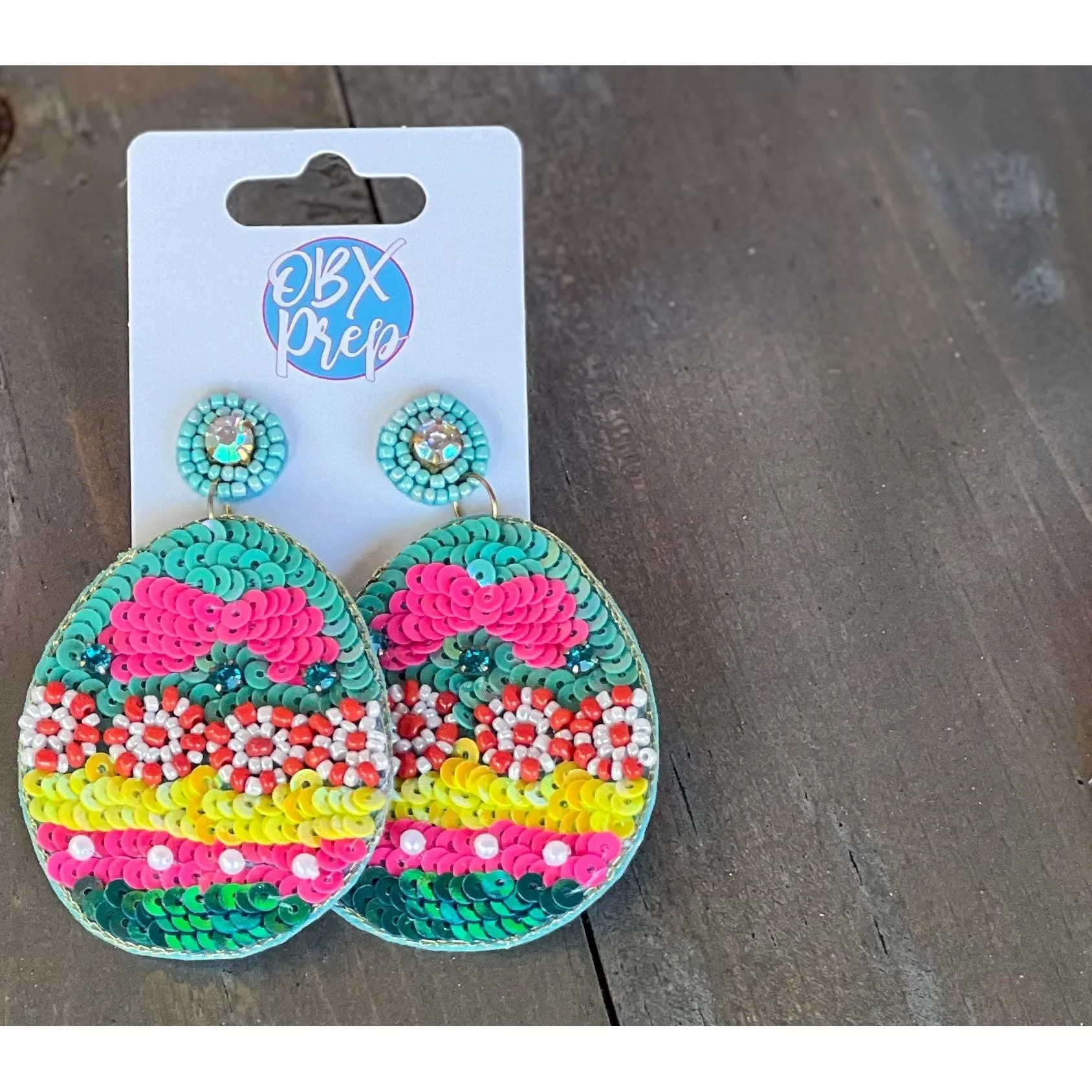 Sequin Easter Egg Dangle Earrings sold by Roxie’s Picks product image thumbnail 3