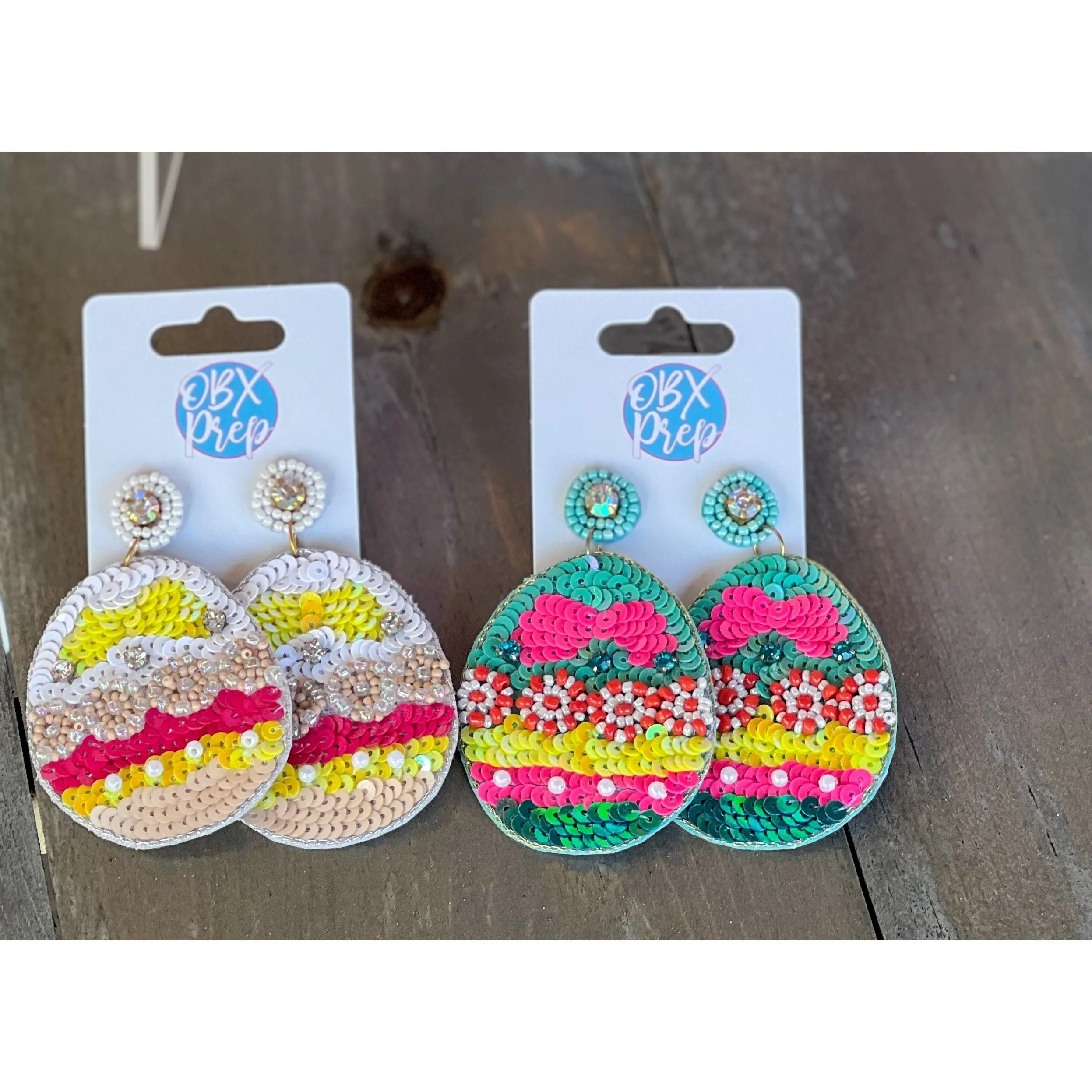 Sequin Easter Egg Dangle Earrings sold by Roxie’s Picks product image thumbnail 5
