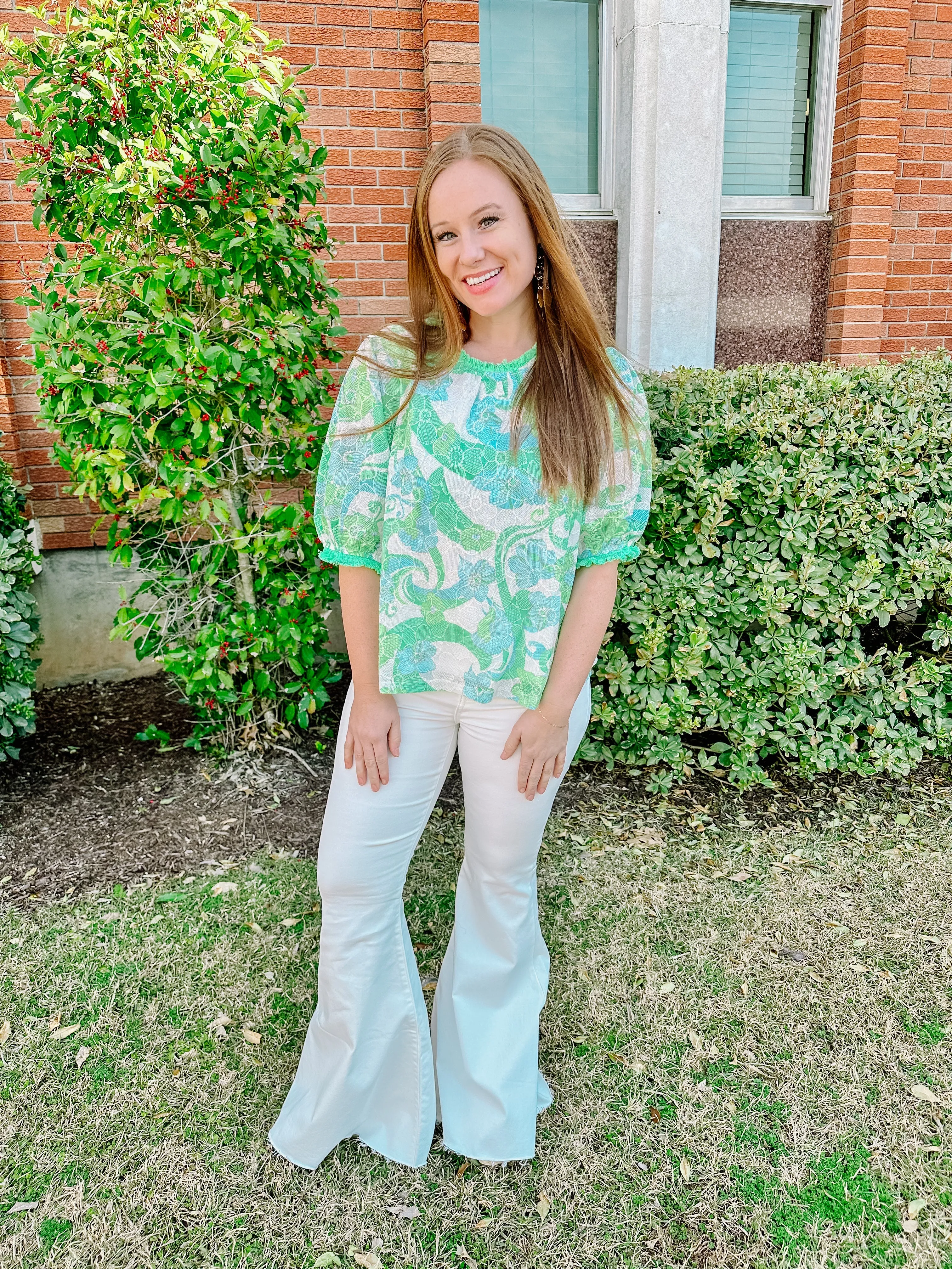 Floral Embroidery Printed Lace with Fringe Top sold by Roxie’s Picks