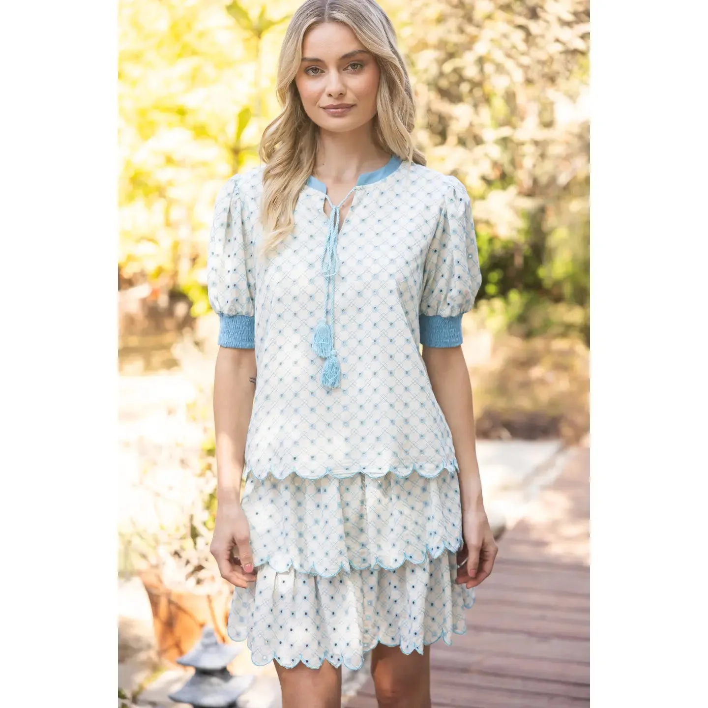 Smocked Waist Tiered Eyelet Scalloped Set sold by Roxie’s Picks product image thumbnail 5