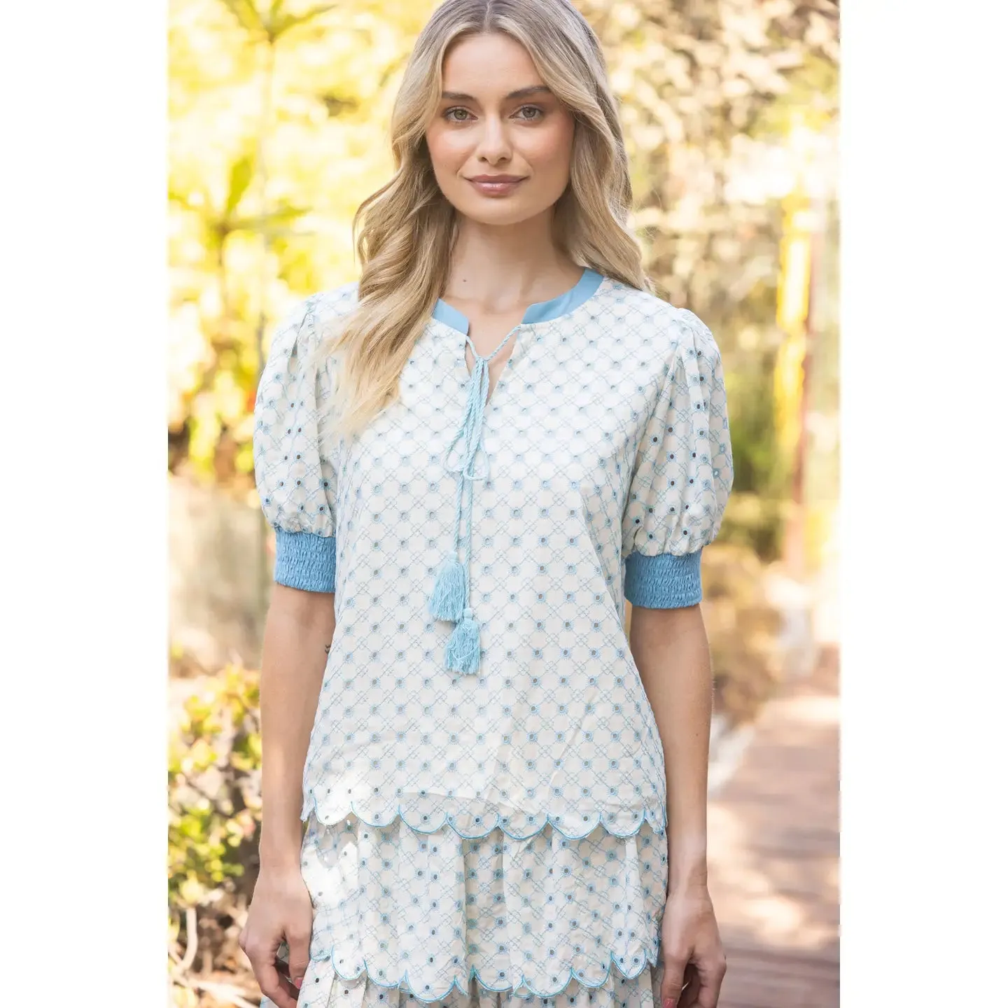 Smocked Waist Tiered Eyelet Scalloped Set sold by Roxie’s Picks product image thumbnail 3