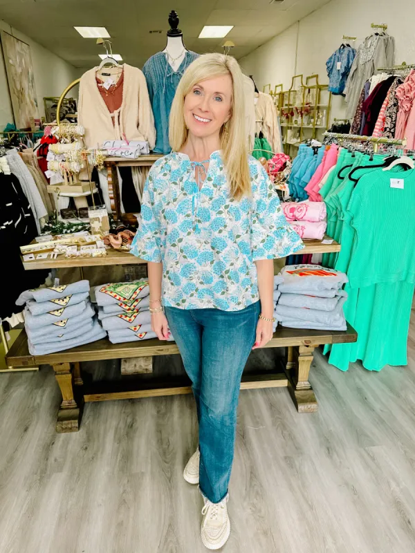 Embroidered Floral Beaded Spaghetti Tie Top sold by Roxie’s Picks