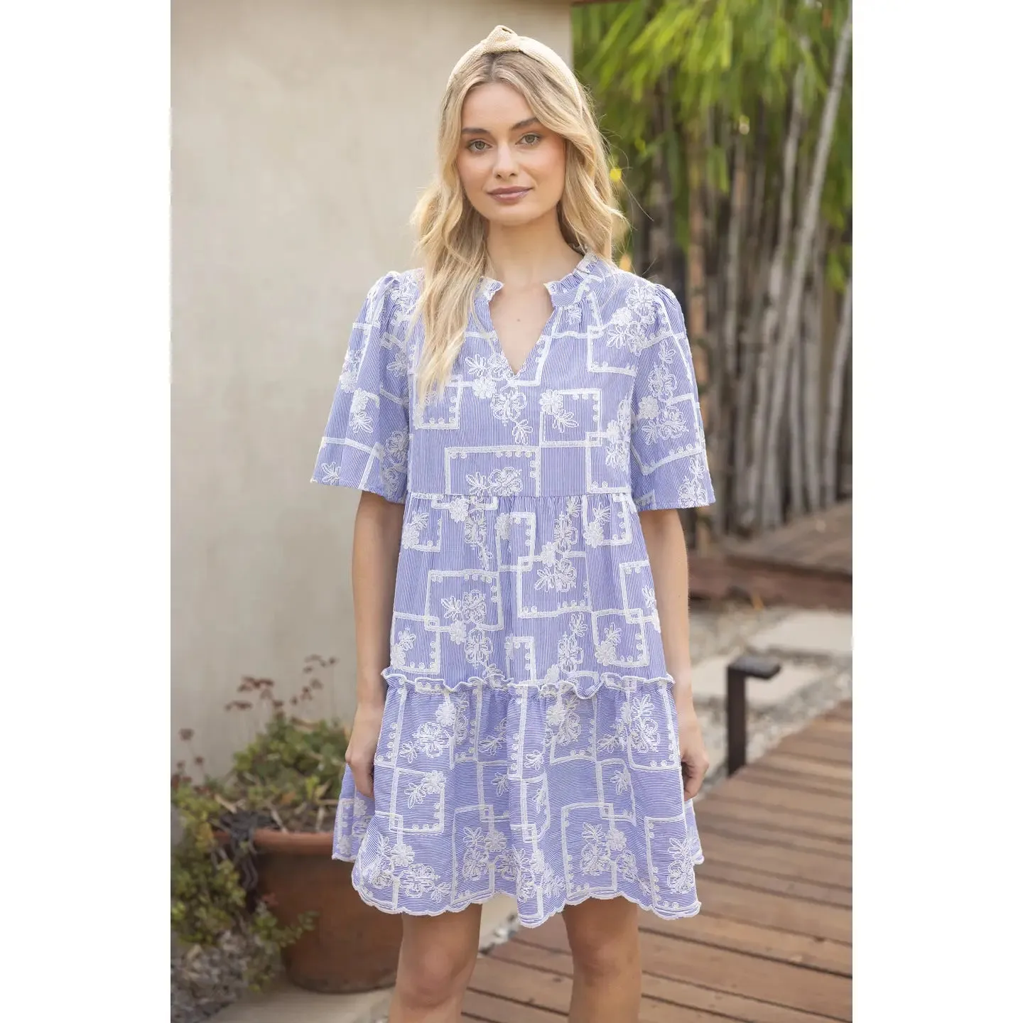 Striped Cotton Floral Embroidered Tiered Woven sold by Roxie’s Picks product image thumbnail 2