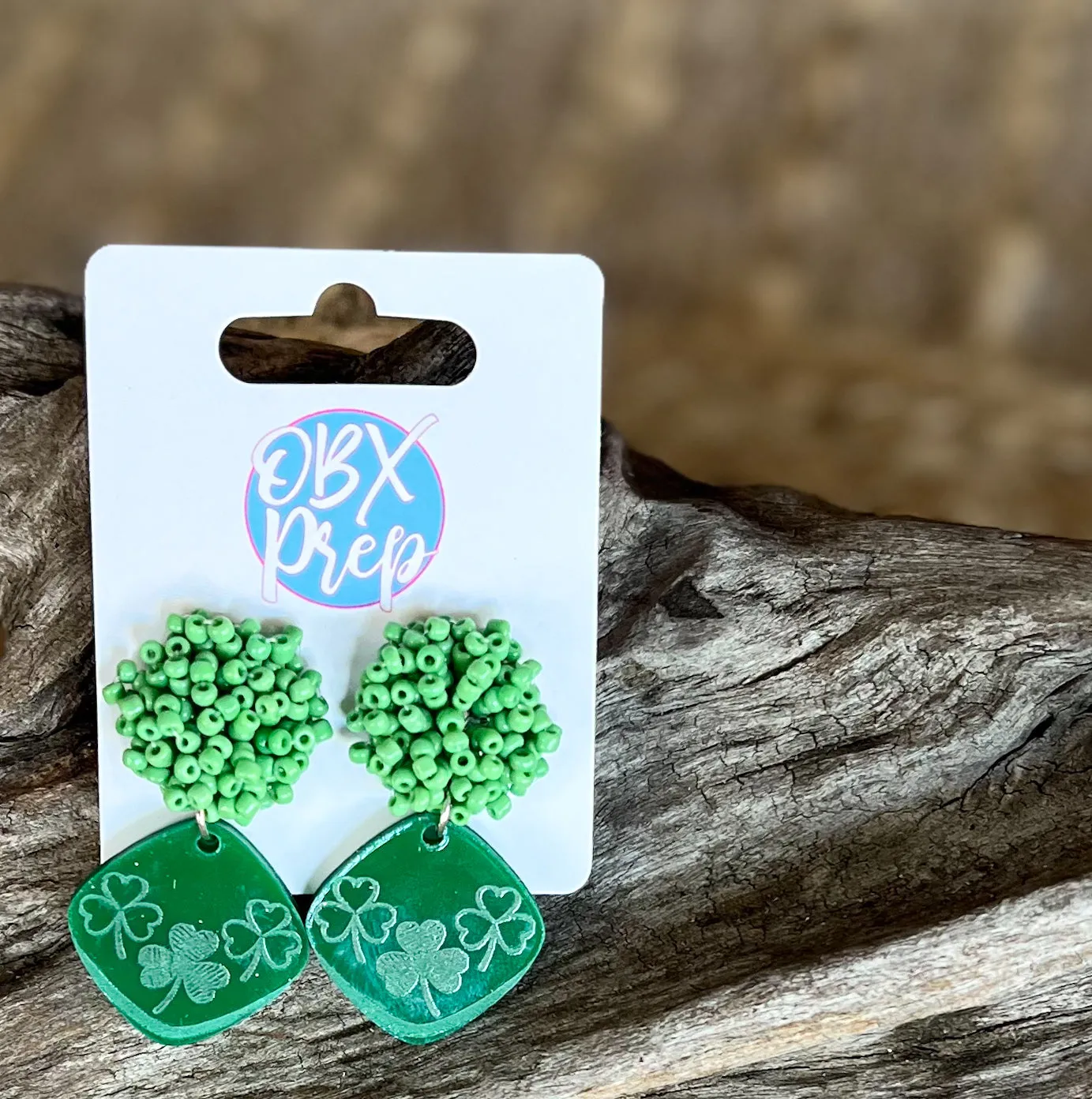 Handmade Green Acrylic Shamrock Earrings – Festive & Lucky! ?✨ sold by Roxie’s Picks