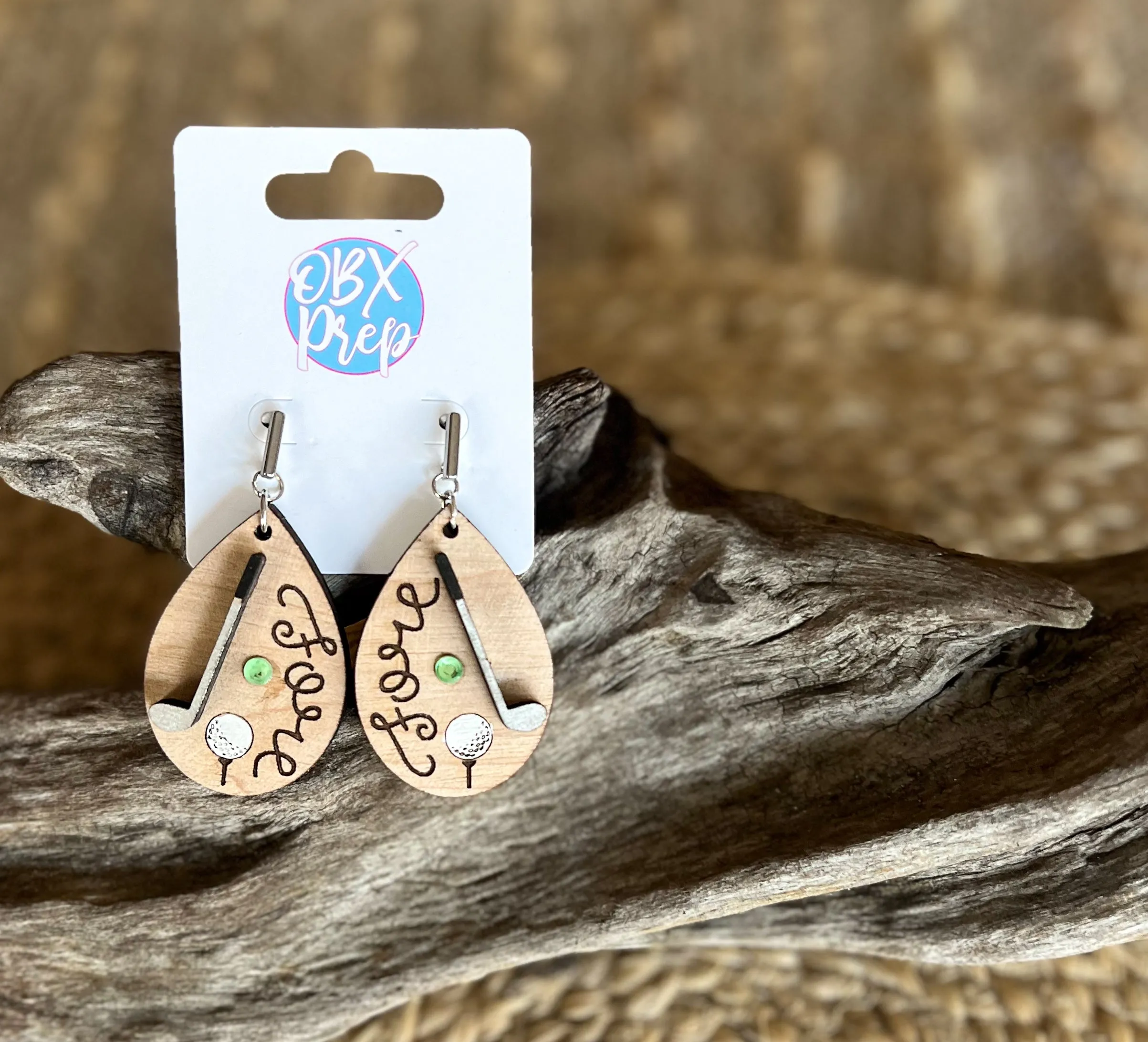 Handmade Wooden Golf Earrings – 3D Golf Club & Ball Design ⛳✨ sold by Roxie’s Picks product image thumbnail 2