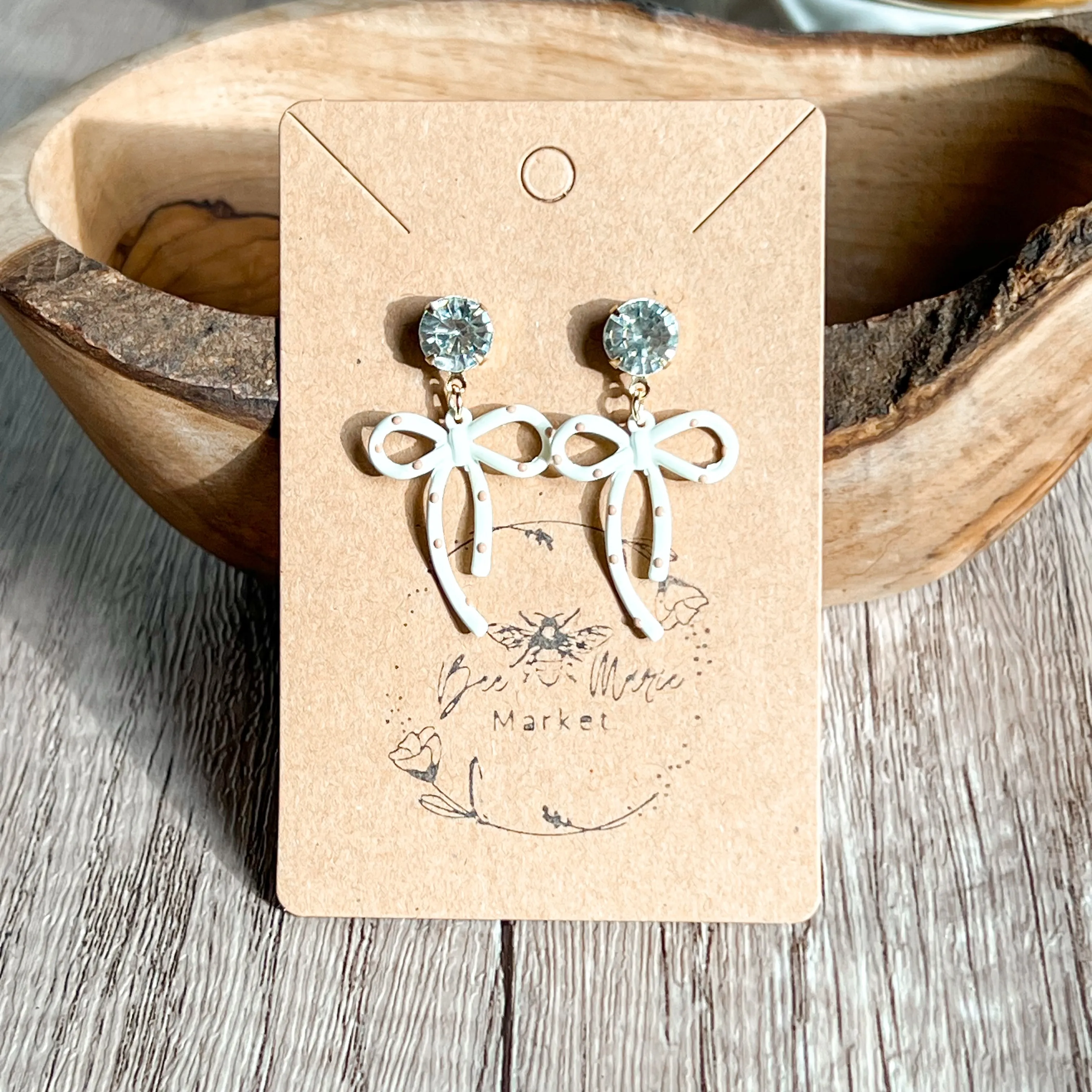 Darla White & Tan Polka Dot Diamond Earrings sold by Roxie’s Picks product image thumbnail 2