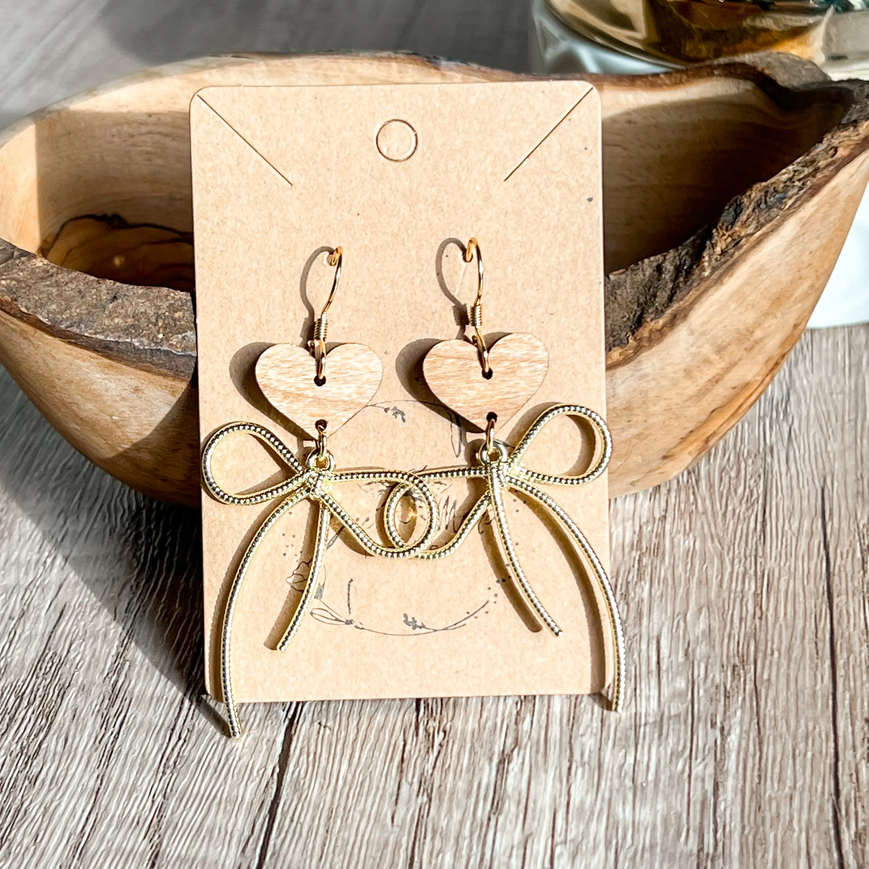 Erica Gold Bow Heart Earrings sold by Roxie’s Picks product image thumbnail 2