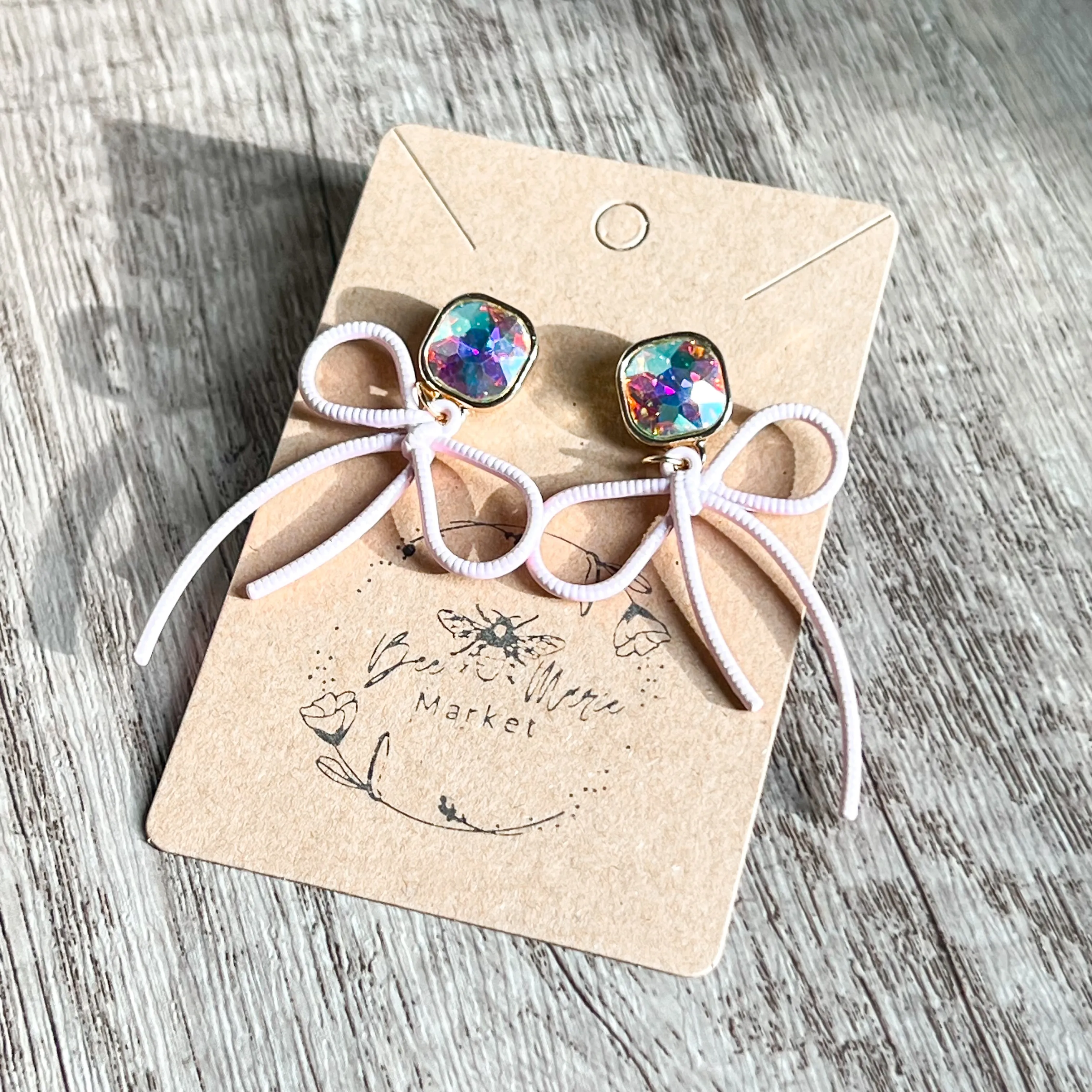 Cindy Pink Bow Gemstone Earrings sold by Roxie’s Picks product image thumbnail 2