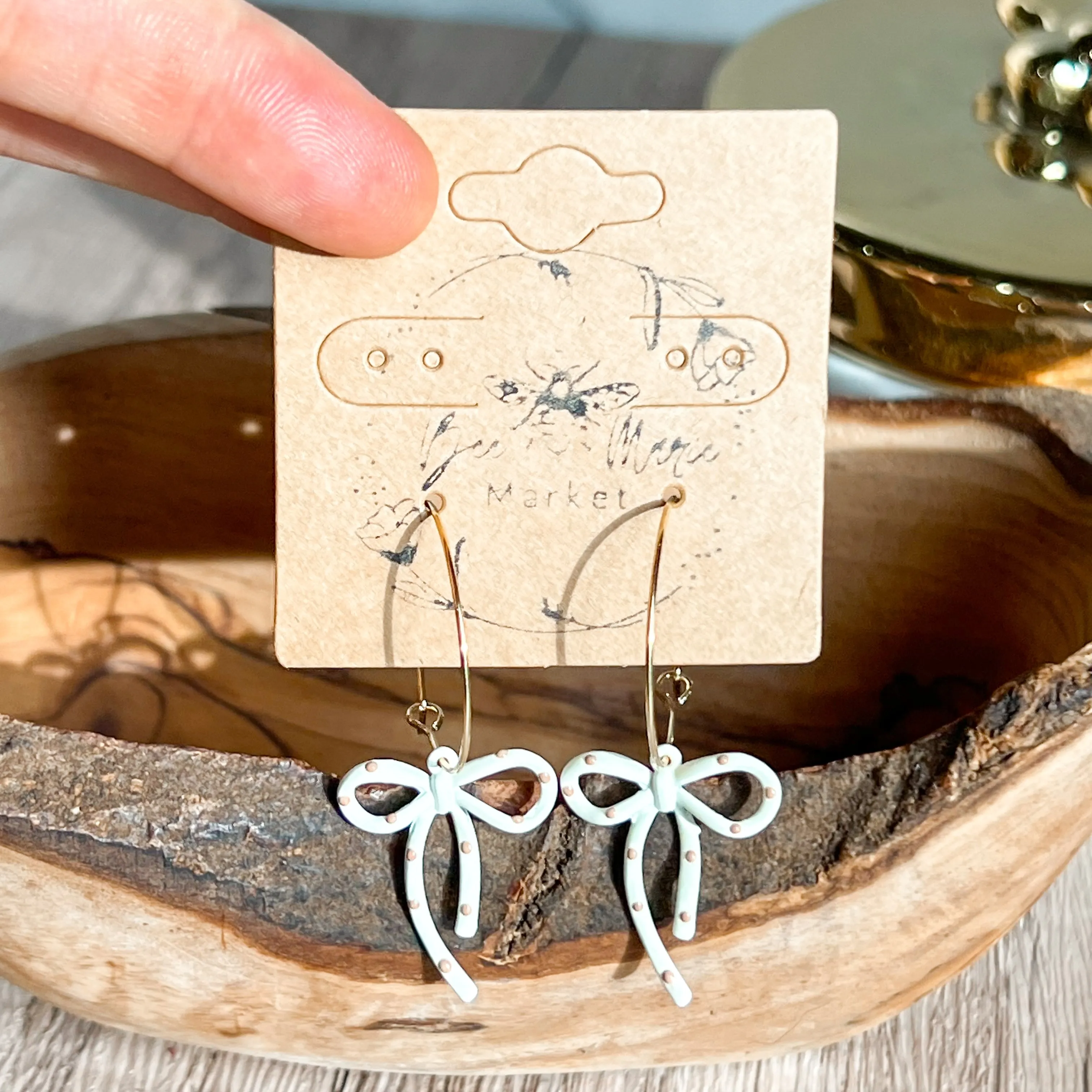 Darla White & Tan Polka Dot Hoop Earrings sold by Roxie’s Picks product image thumbnail 2