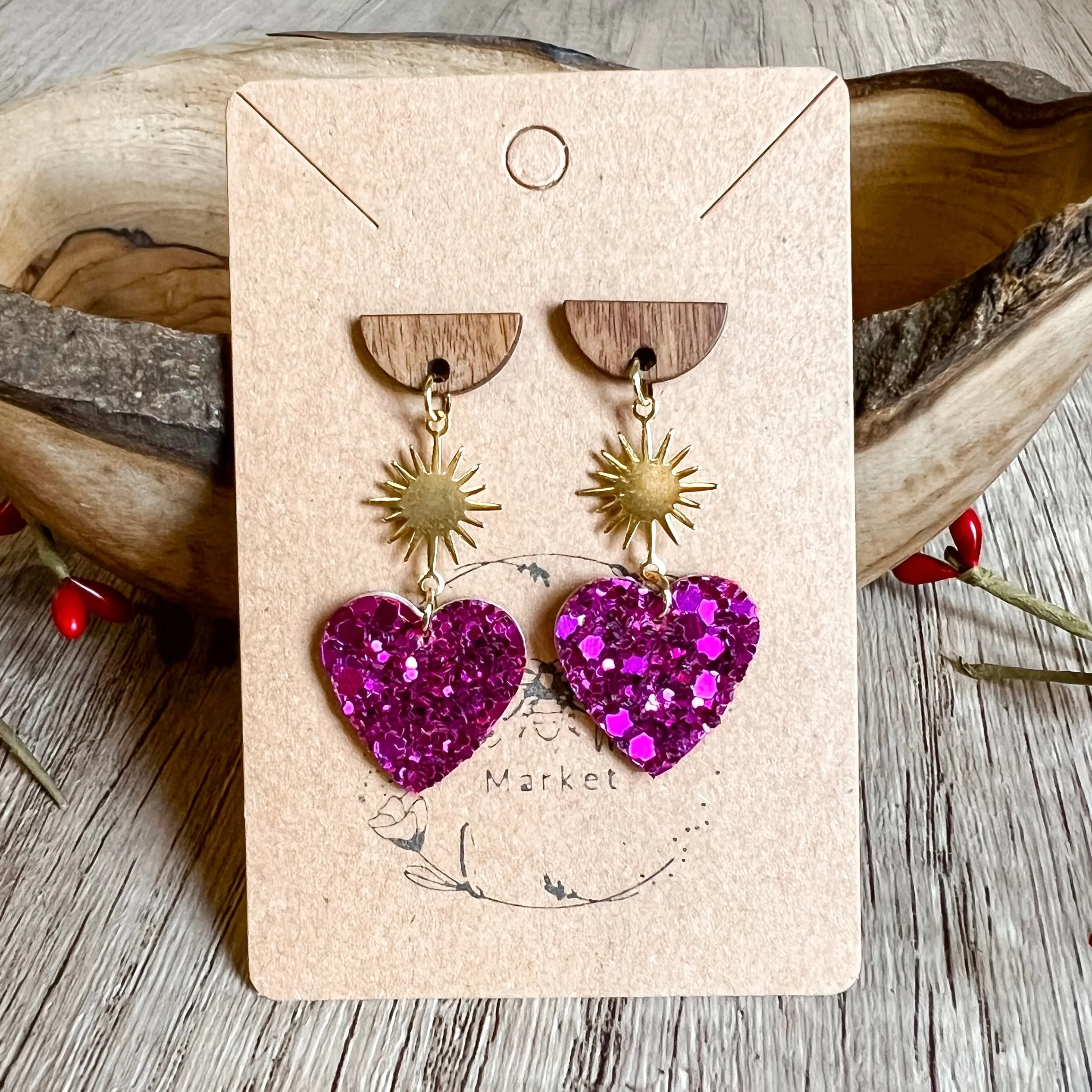 Bursting with Love Glitter Heart Earrings sold by Roxie’s Picks product image thumbnail 2