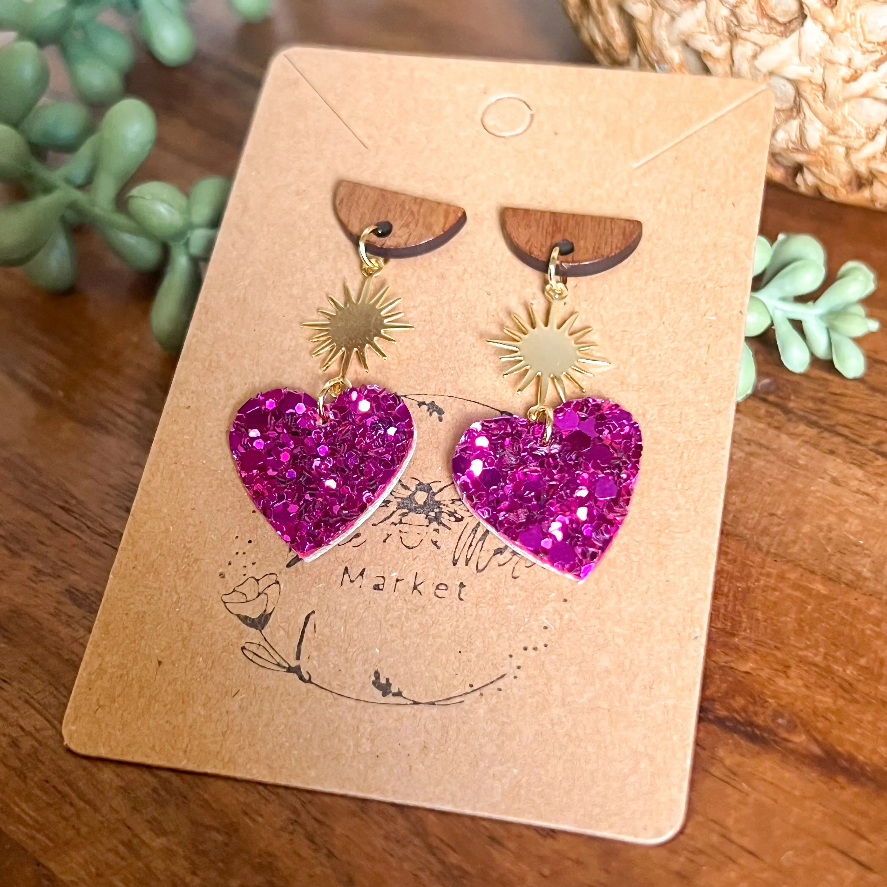 Bursting with Love Glitter Heart Earrings sold by Roxie’s Picks product image thumbnail 4