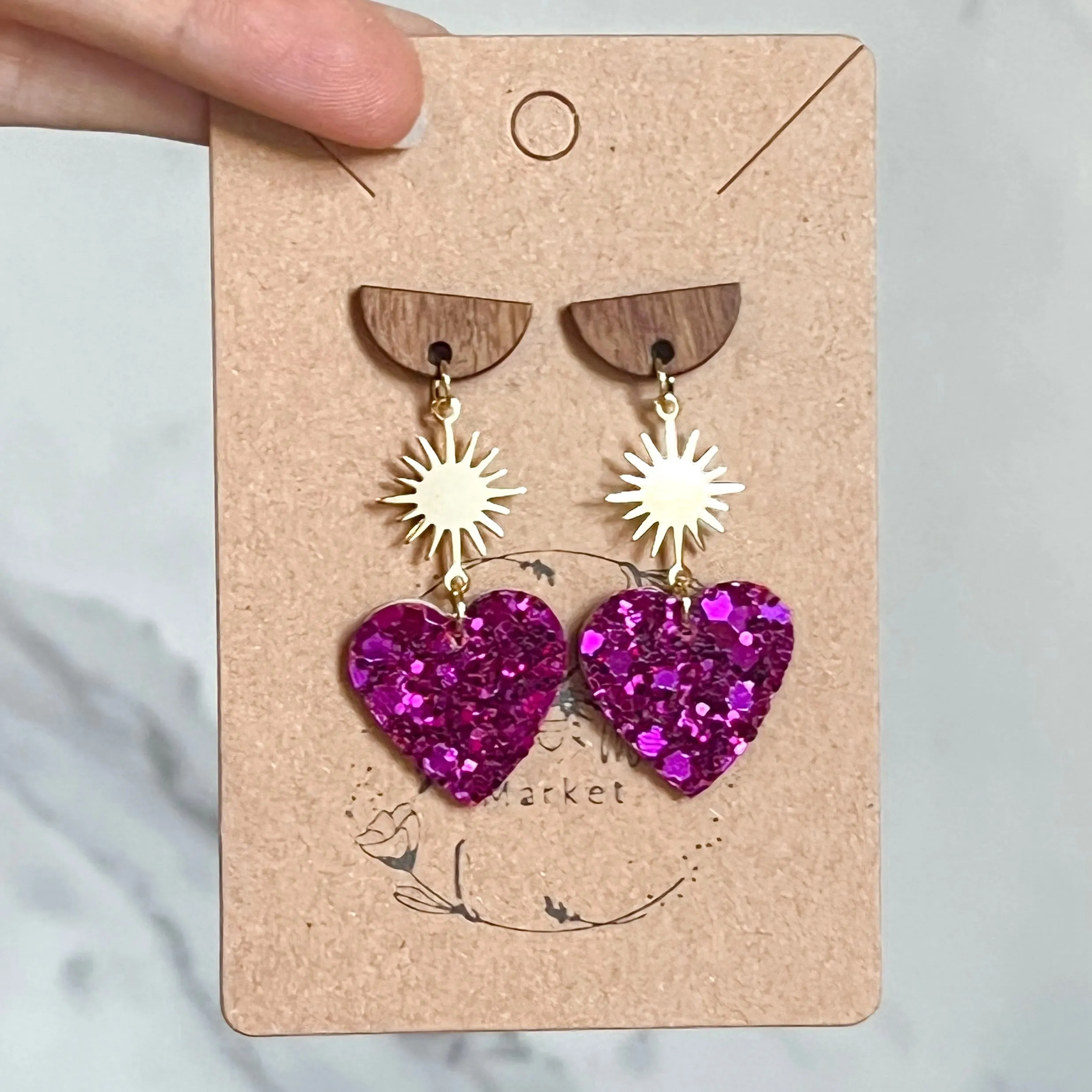 Bursting with Love Glitter Heart Earrings sold by Roxie’s Picks product image thumbnail 3