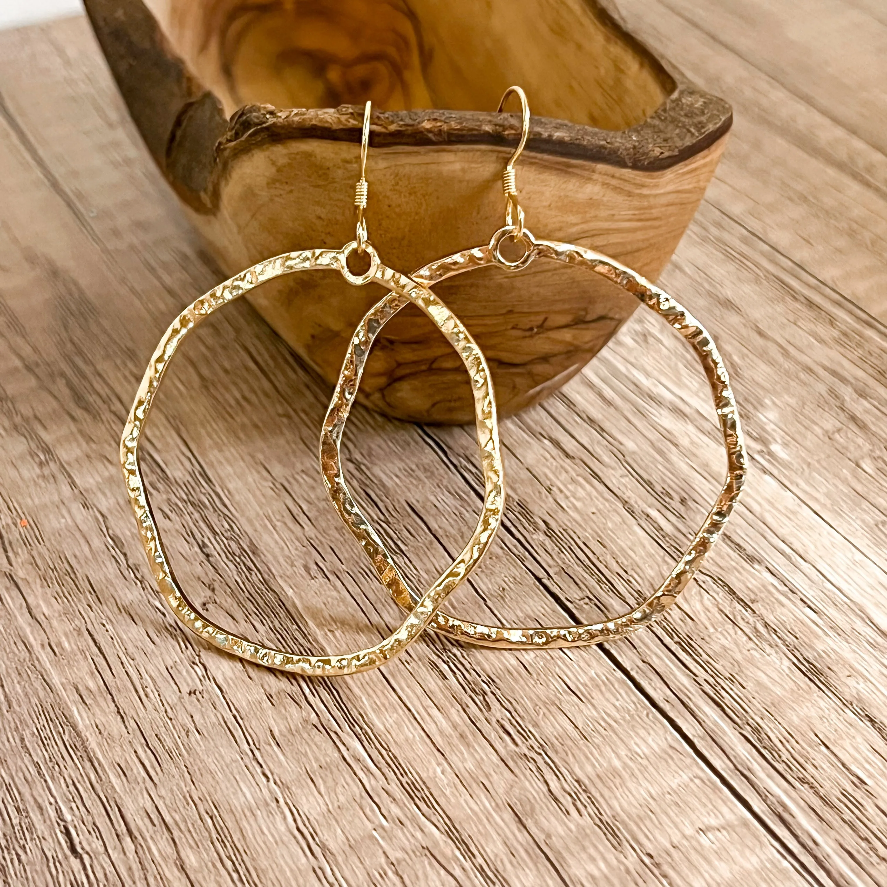 Lia Hammered Gold Statement Hoops sold by Roxie’s Picks product image thumbnail 2
