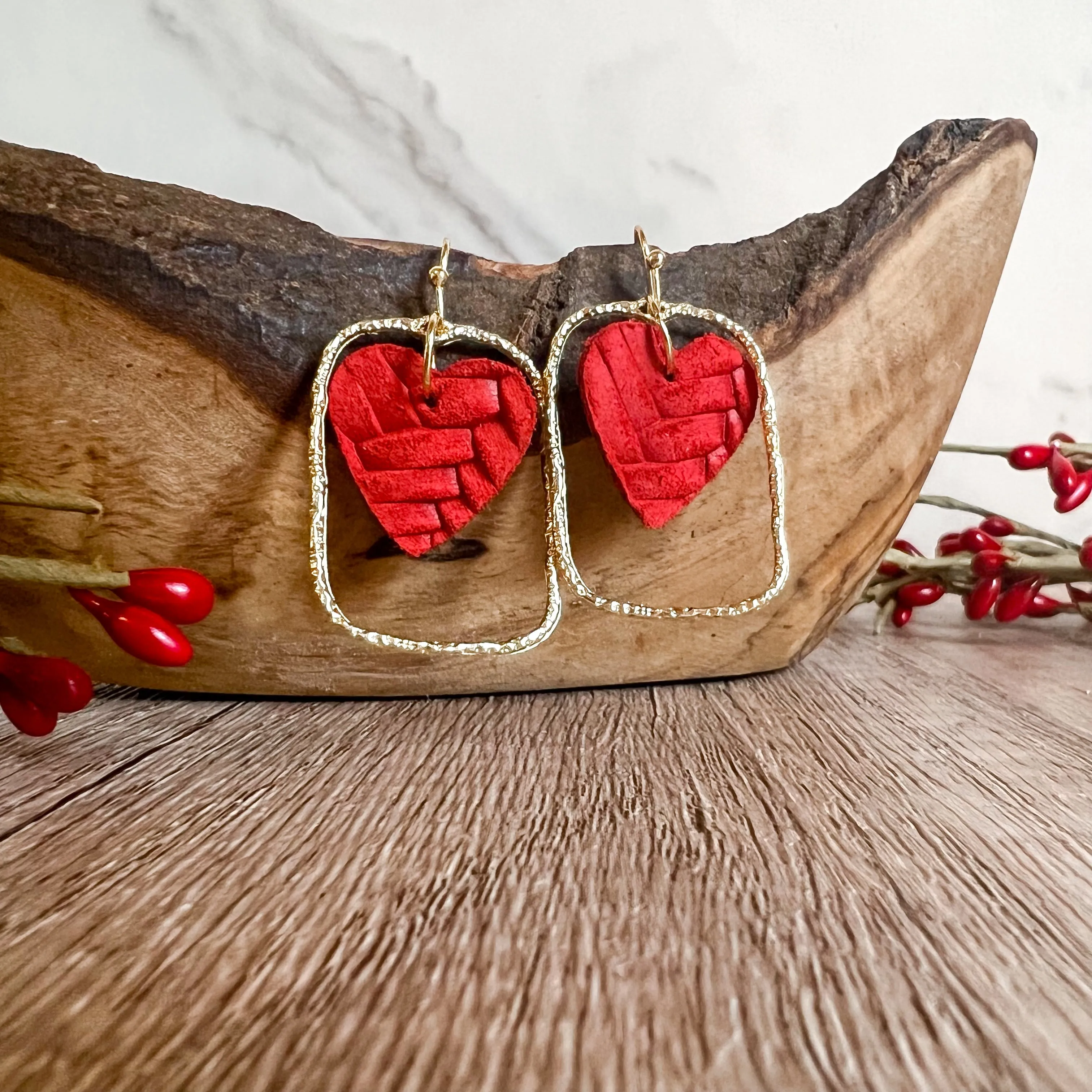 Monica Red Heart Hoop Earrings sold by Roxie’s Picks product image thumbnail 2