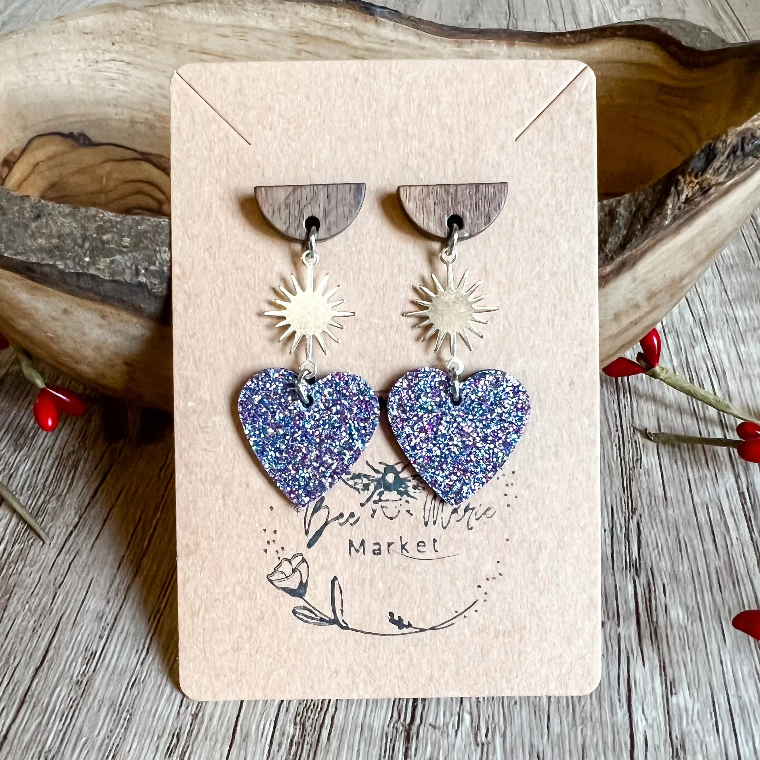 Bursting with Love Glitter Heart Earrings - Silver sold by Roxie’s Picks product image thumbnail 2
