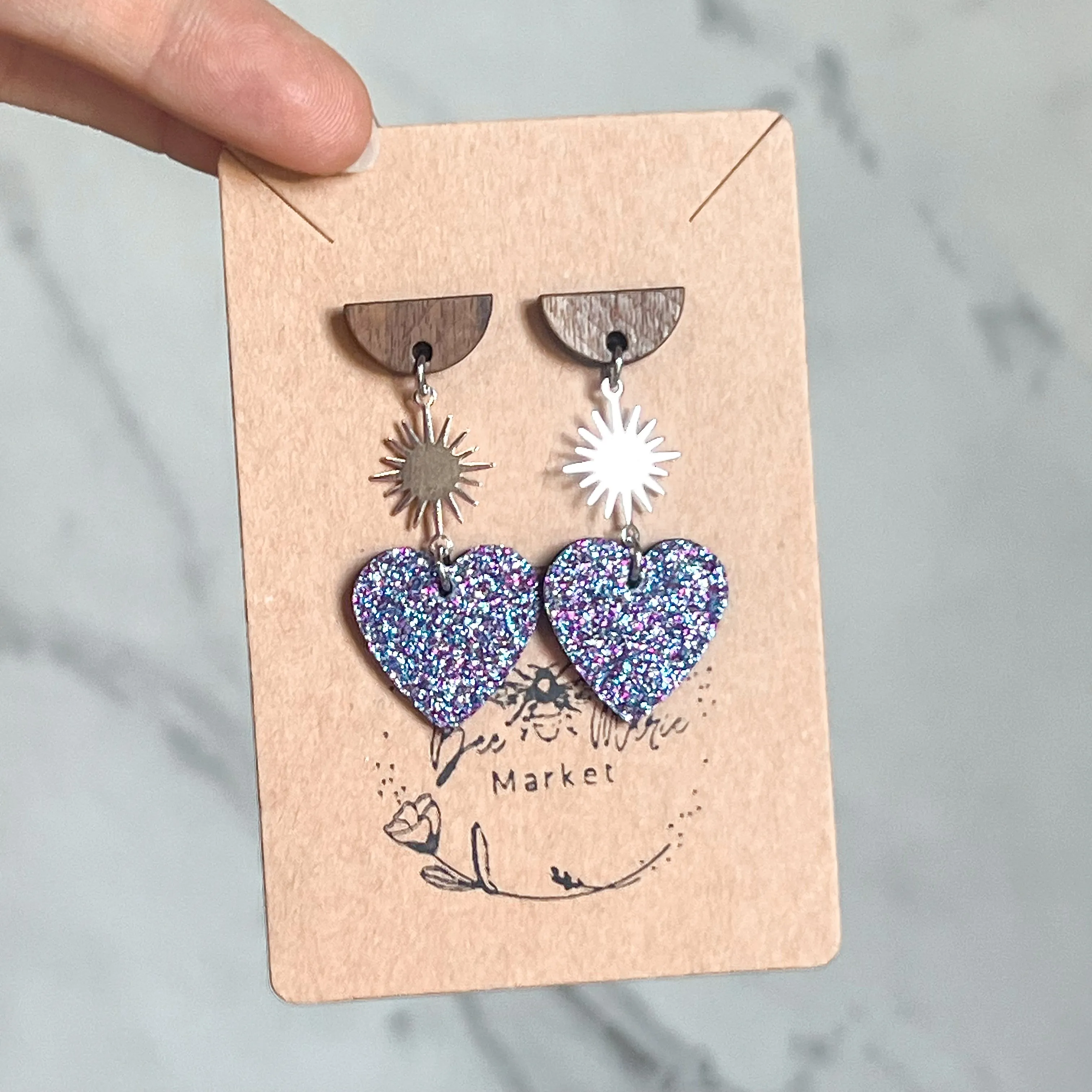 Bursting with Love Glitter Heart Earrings - Silver sold by Roxie’s Picks product image thumbnail 3