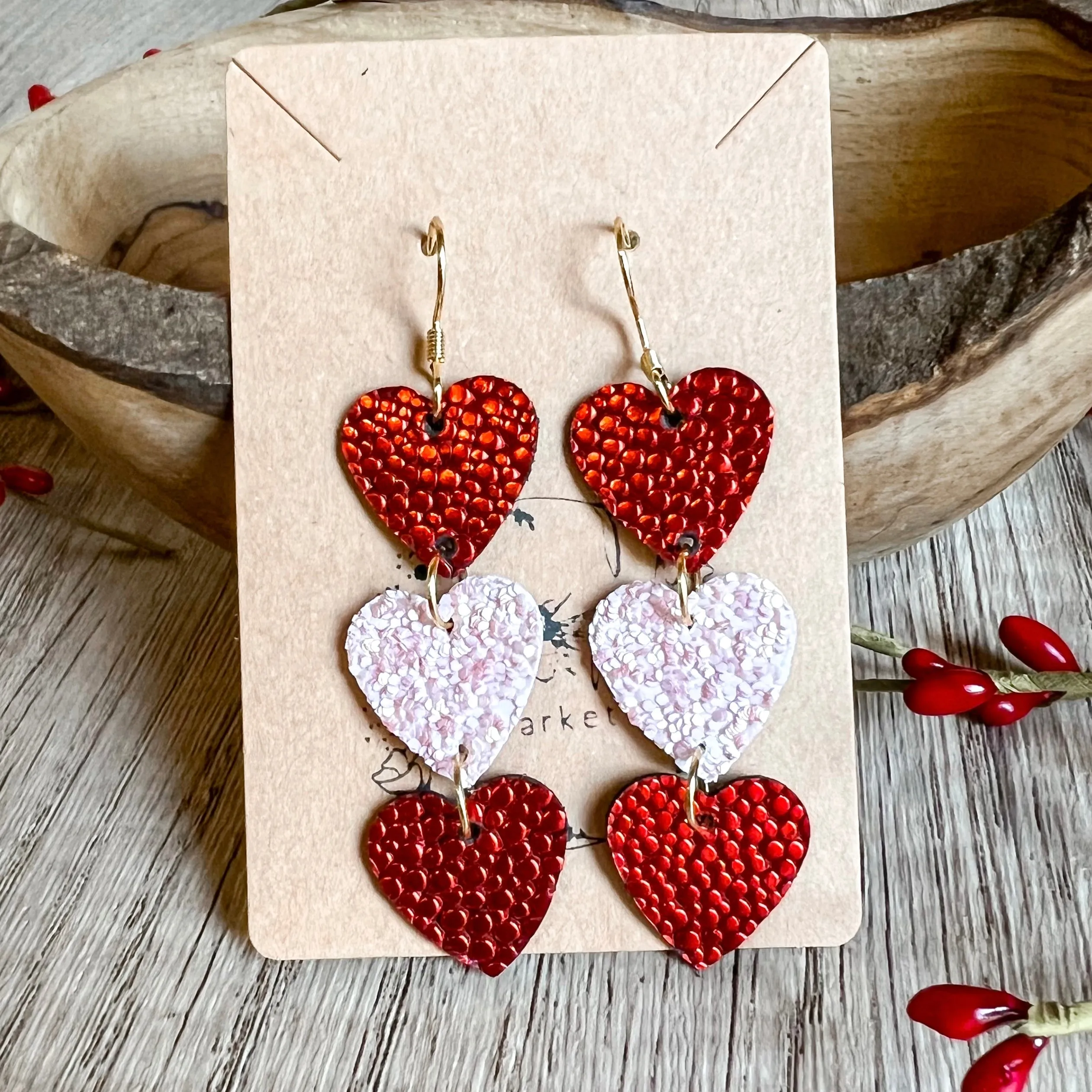 Penny Pebbled Heart Drop Earrings sold by Roxie’s Picks product image thumbnail 2