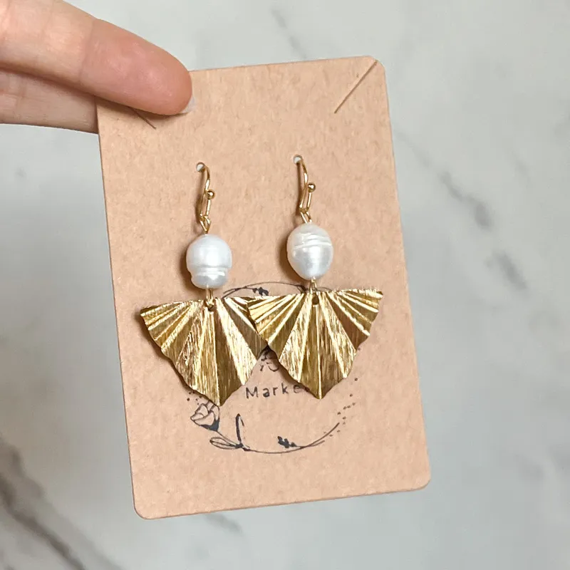 Gabriel Gold Leaf Arrow & Pearl Drop Earrings sold by Roxie’s Picks