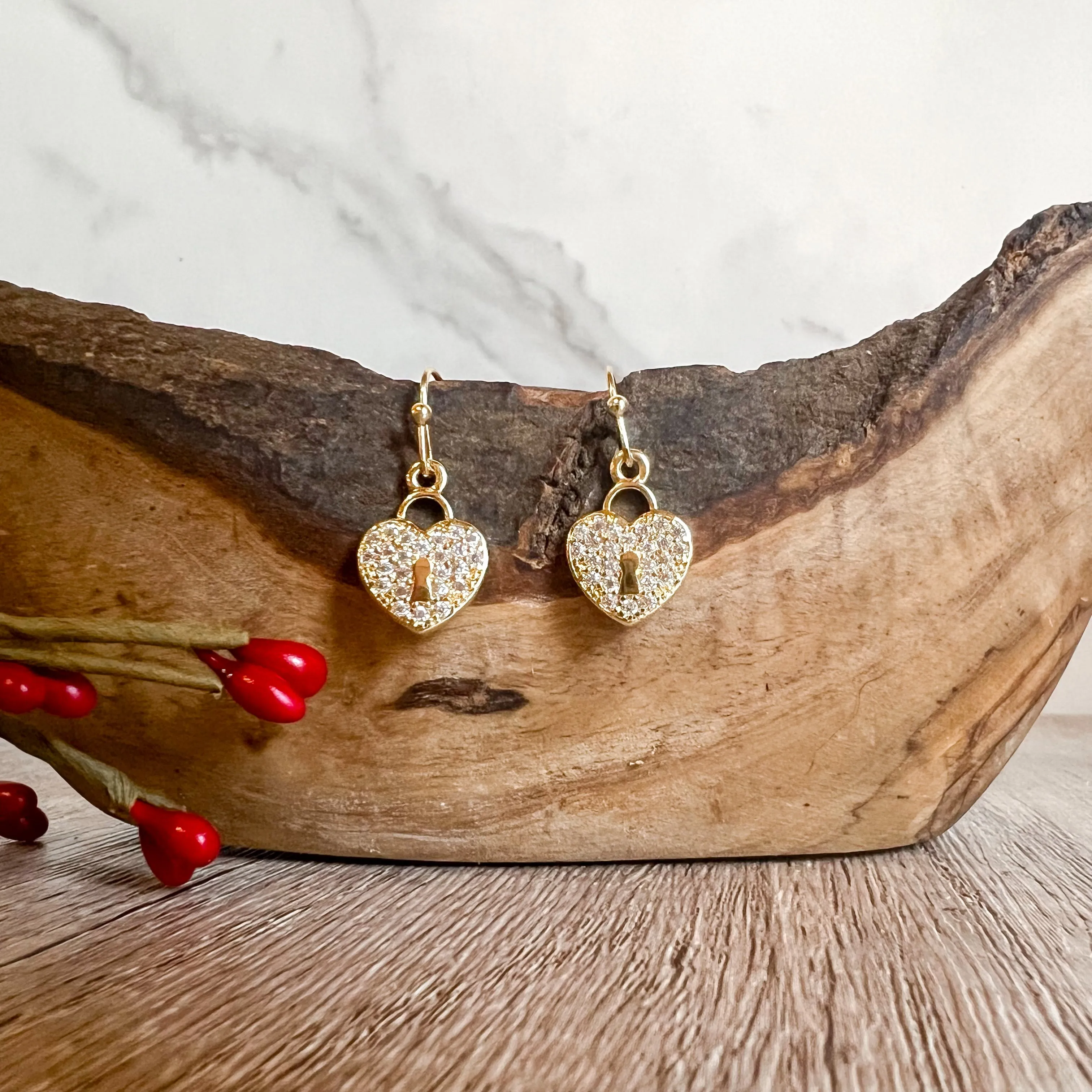 Locked in Love Dainty Heart Earrings sold by Roxie’s Picks