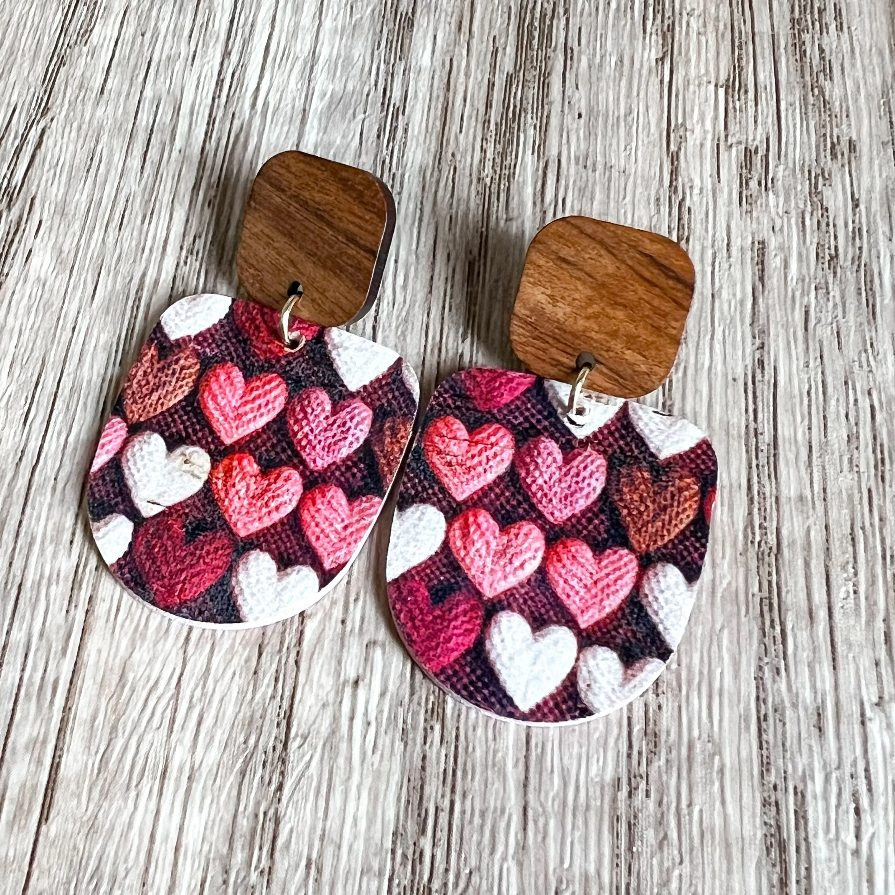 Harriett Leather & Wood Heart Drop Earrings sold by Roxie’s Picks product image thumbnail 2