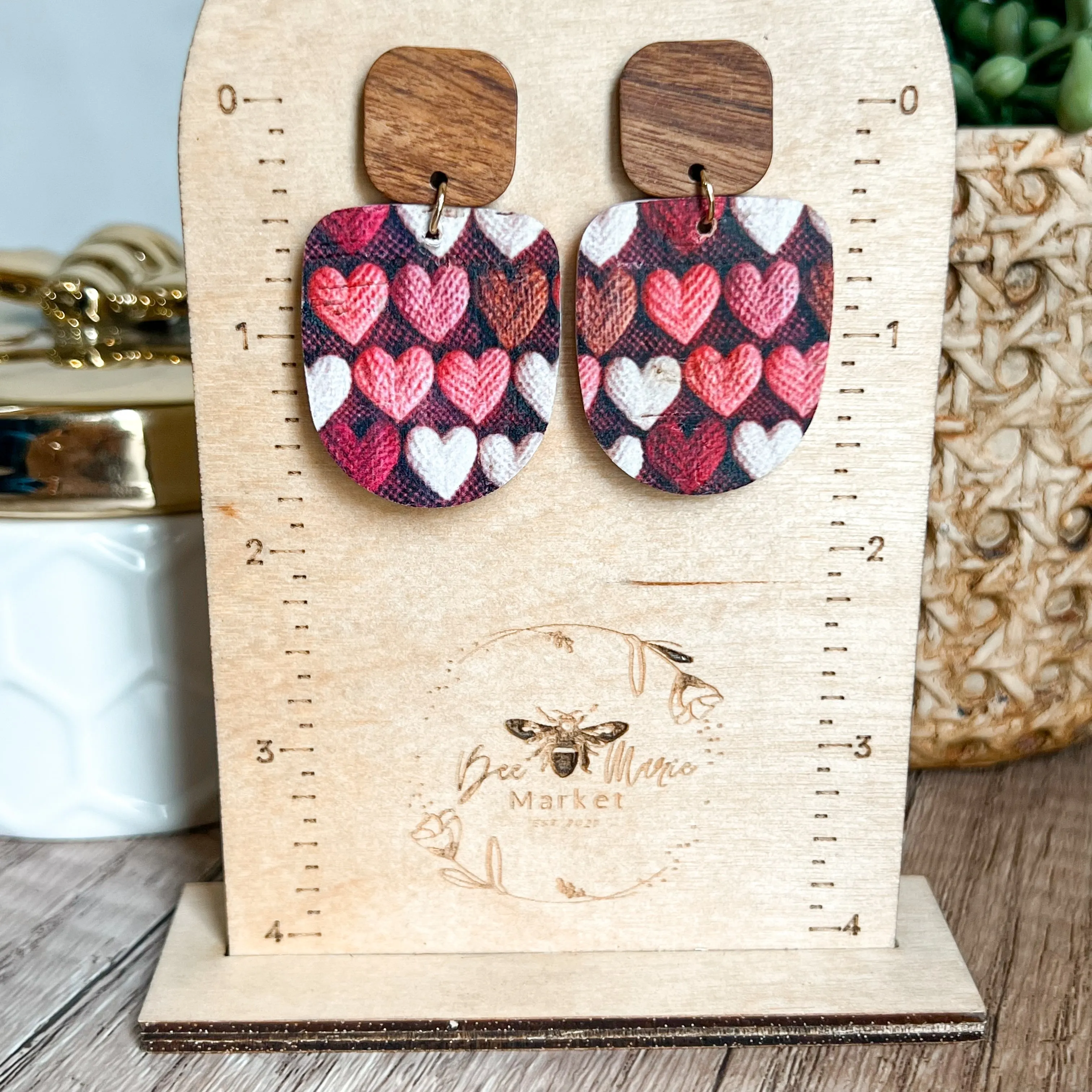 Harriett Leather & Wood Heart Drop Earrings sold by Roxie’s Picks product image thumbnail 4