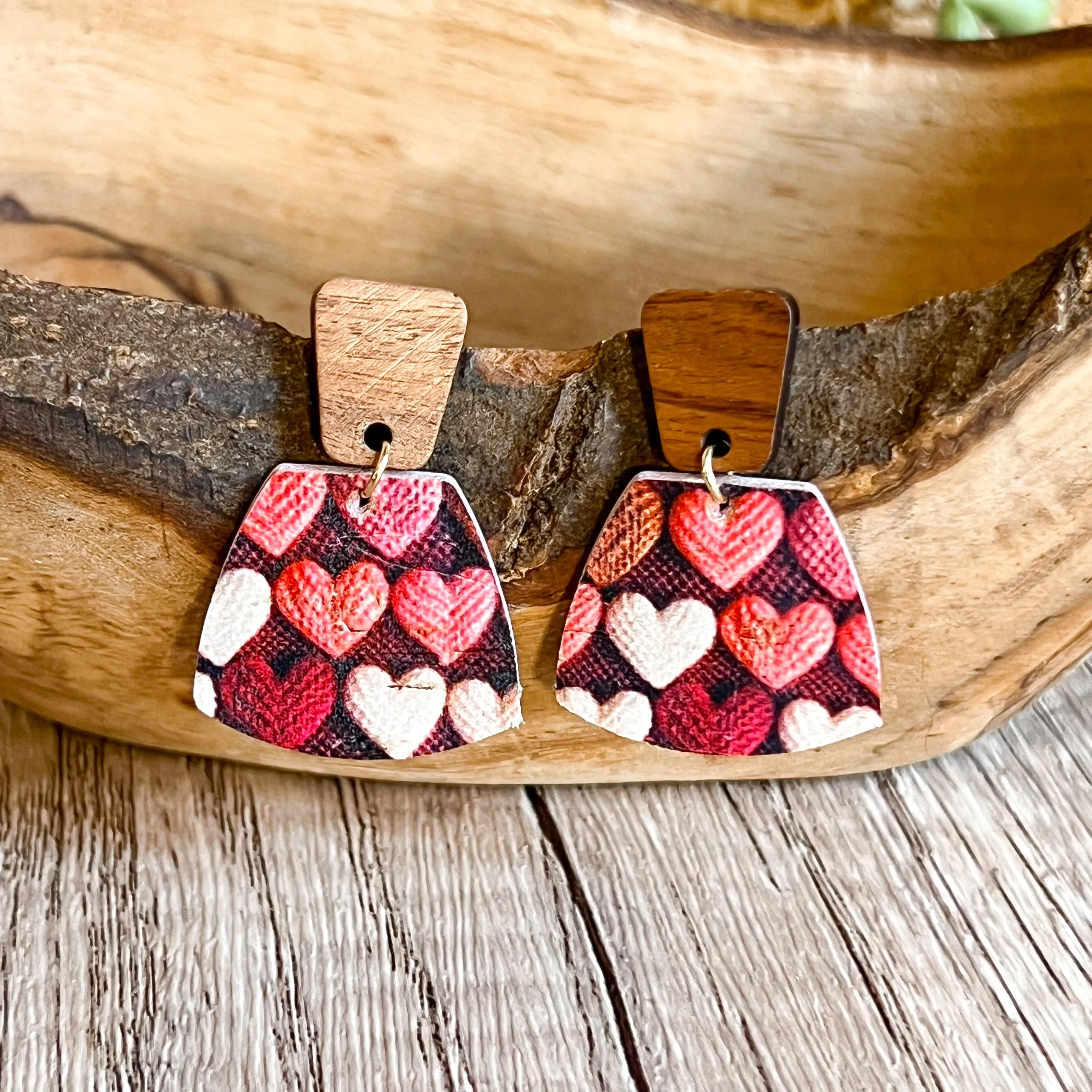 Scarlette Wood Heart Drop Earrings sold by Roxie’s Picks product image thumbnail 2
