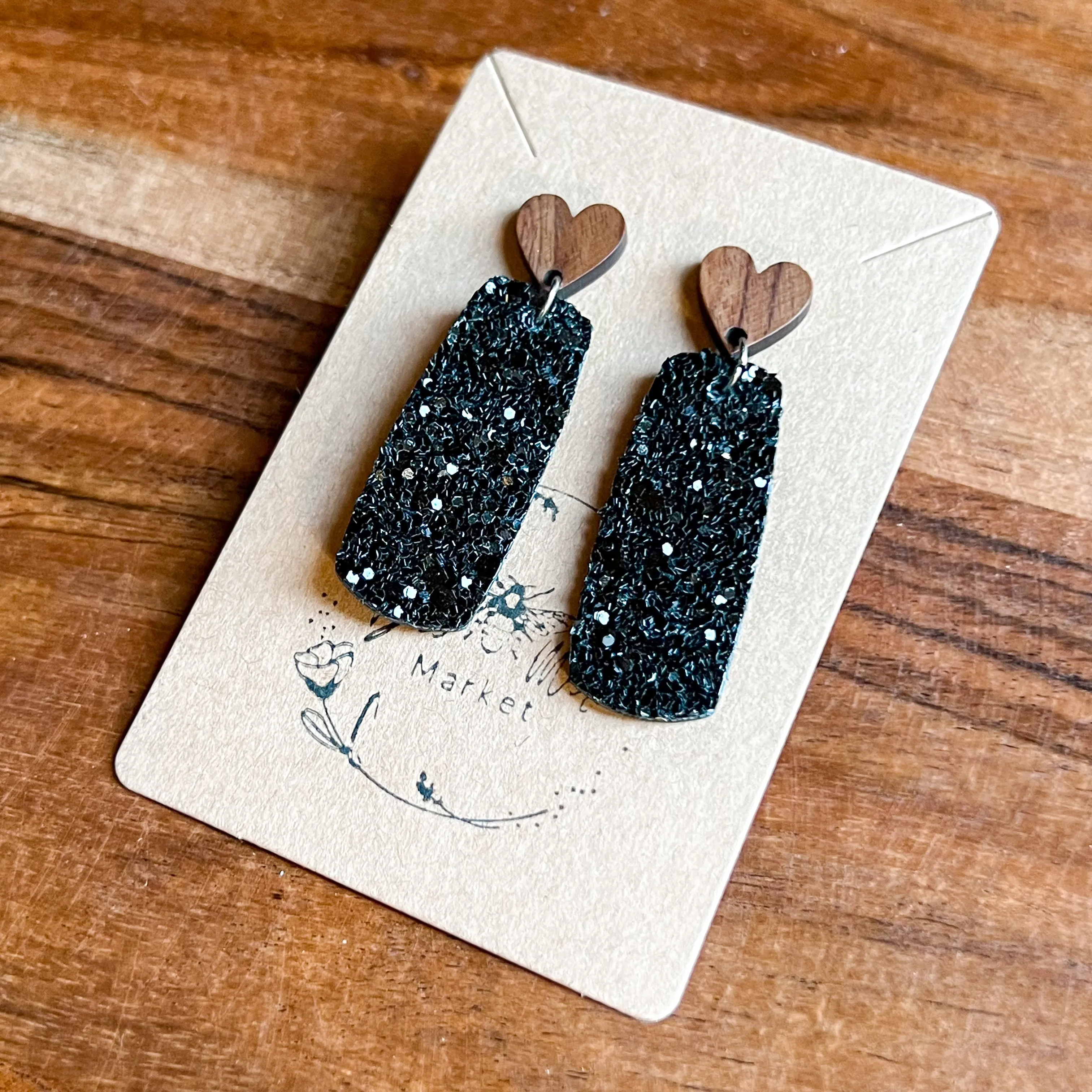 Amanda Black Bar Heart Earrings sold by Roxie’s Picks product image thumbnail 2