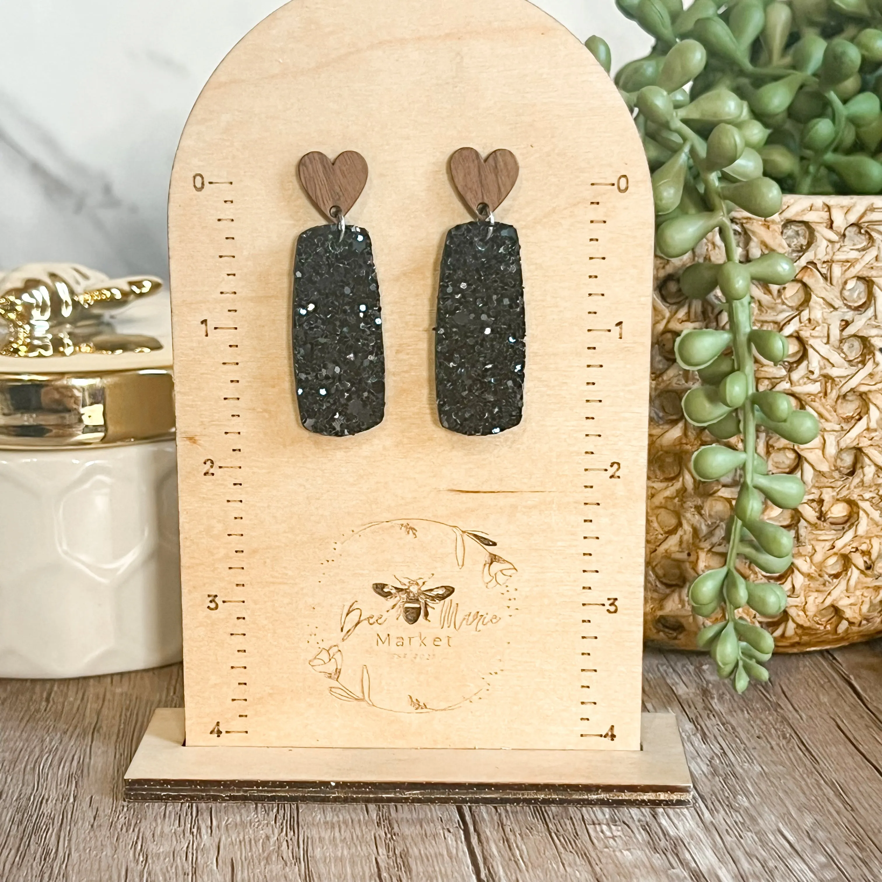 Amanda Black Bar Heart Earrings sold by Roxie’s Picks product image thumbnail 4