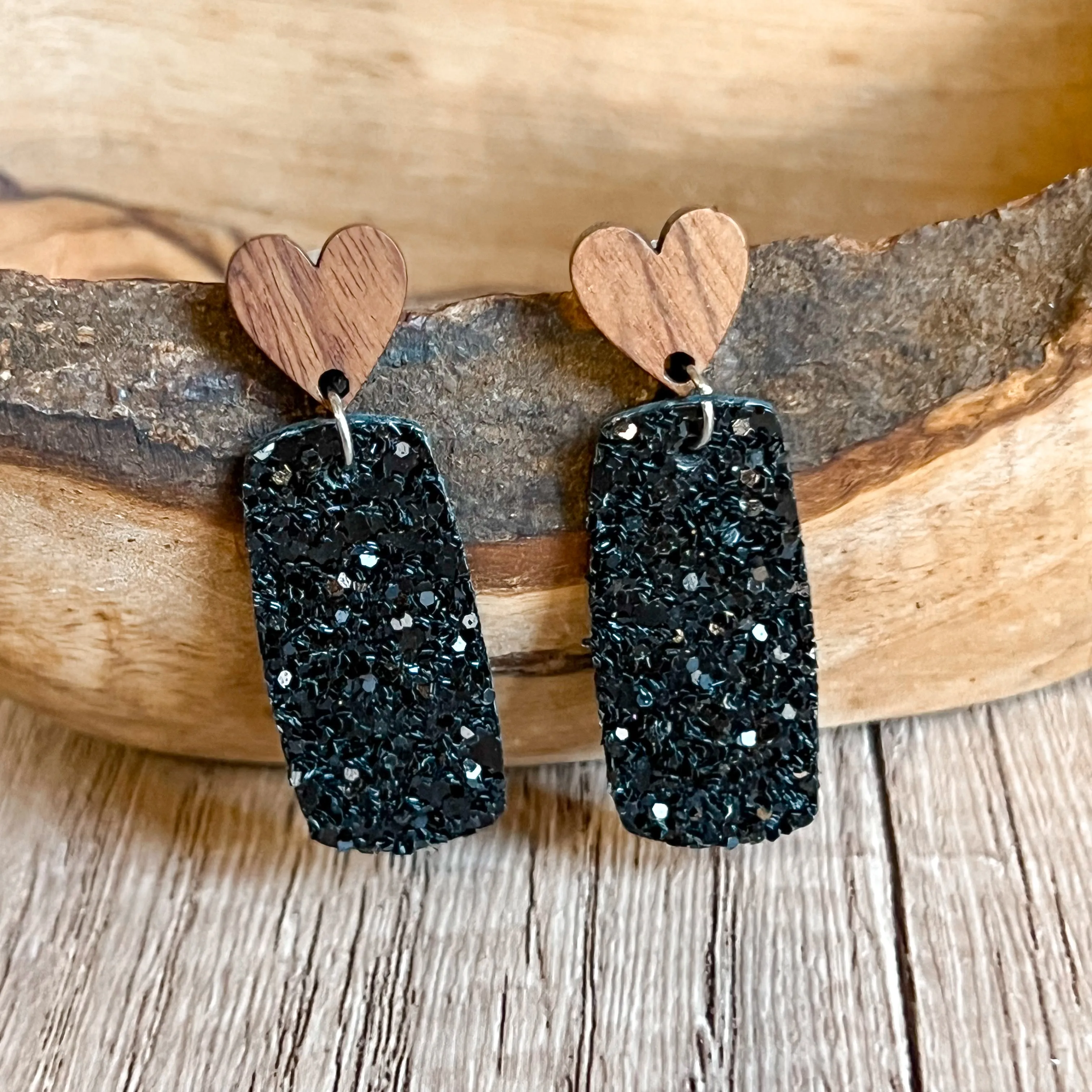 Amanda Black Bar Heart Earrings sold by Roxie’s Picks product image thumbnail 3