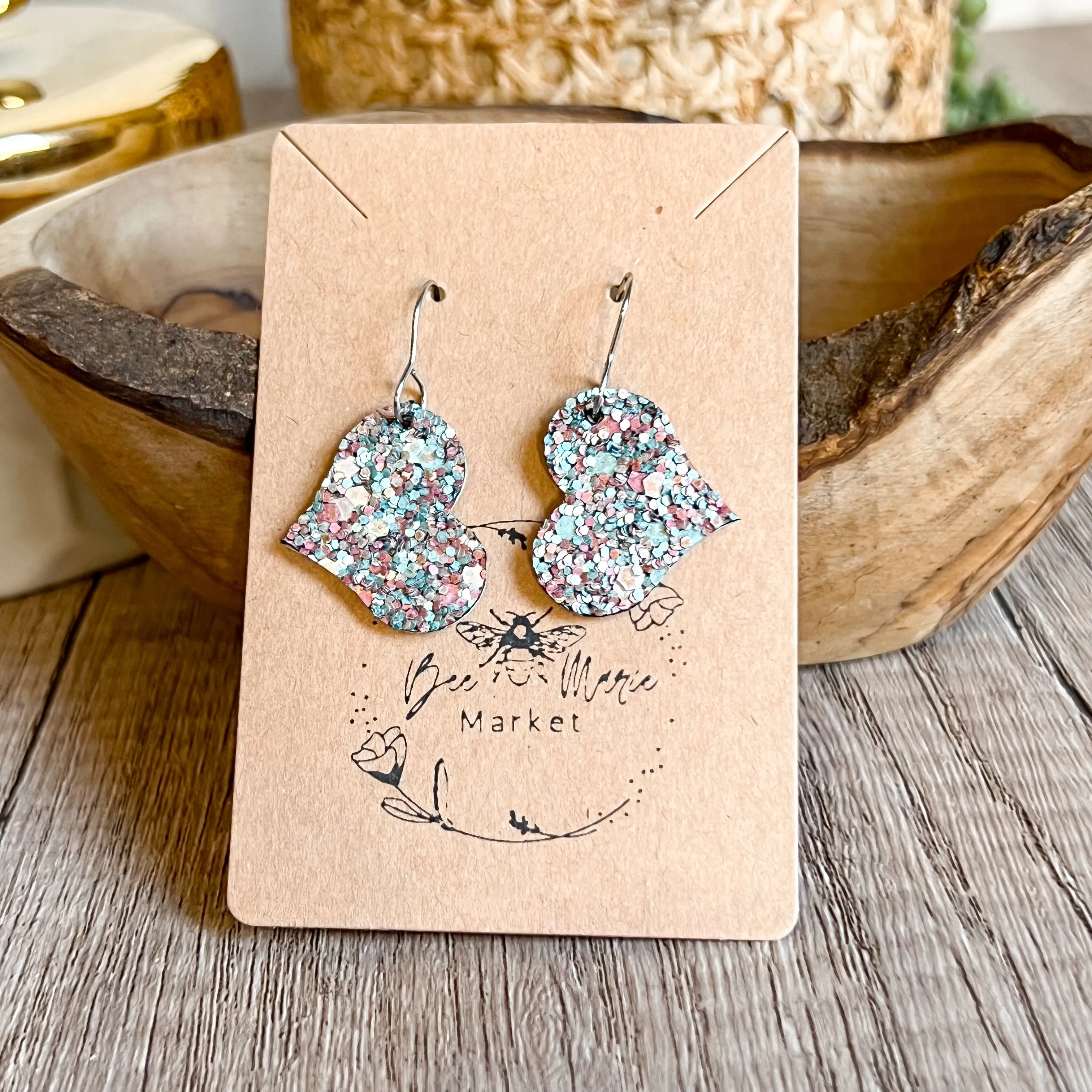 Riley Romance Glitter Heart Earrings sold by Roxie’s Picks product image thumbnail 2