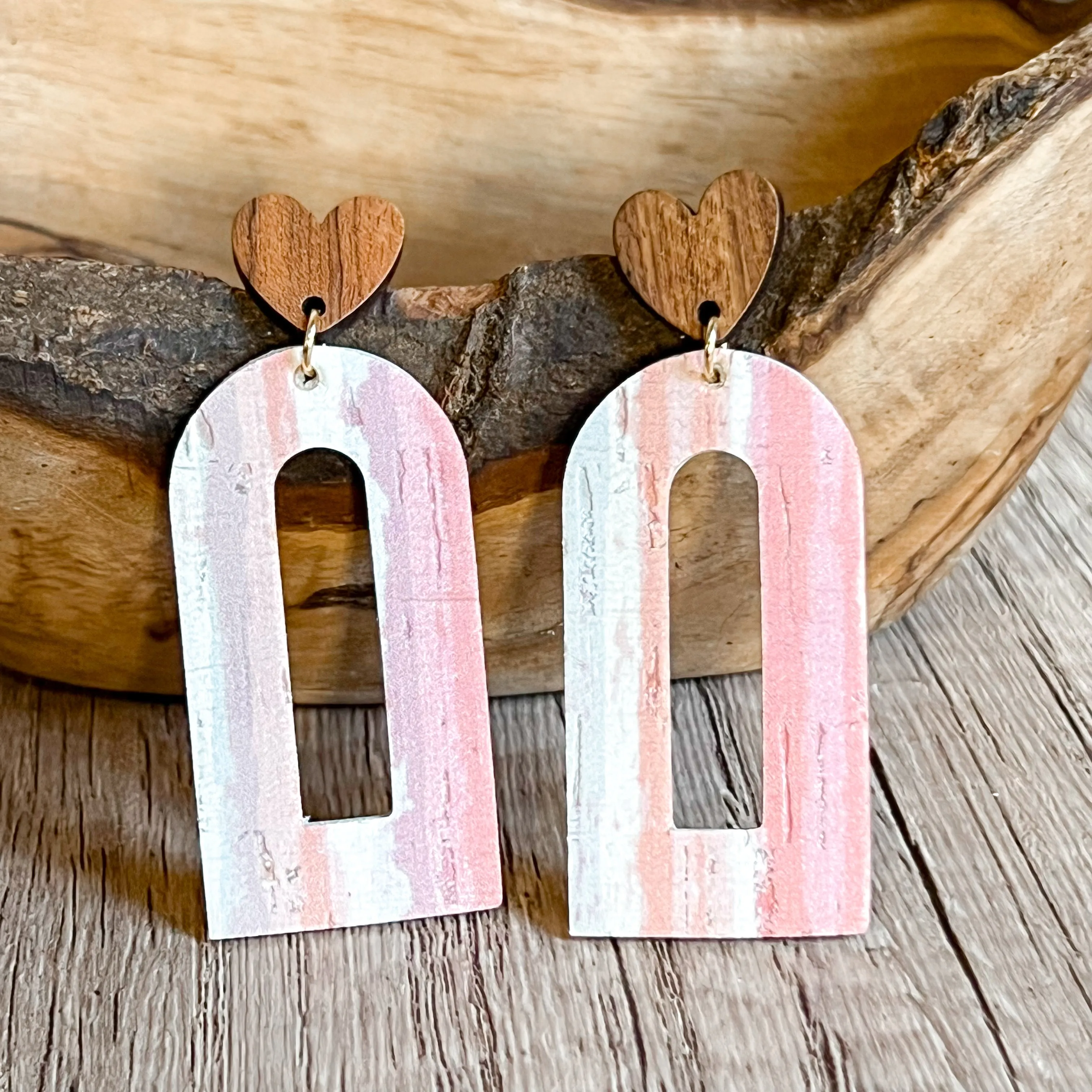 Susan Striped Pastel Open Arch Earrings sold by Roxie’s Picks