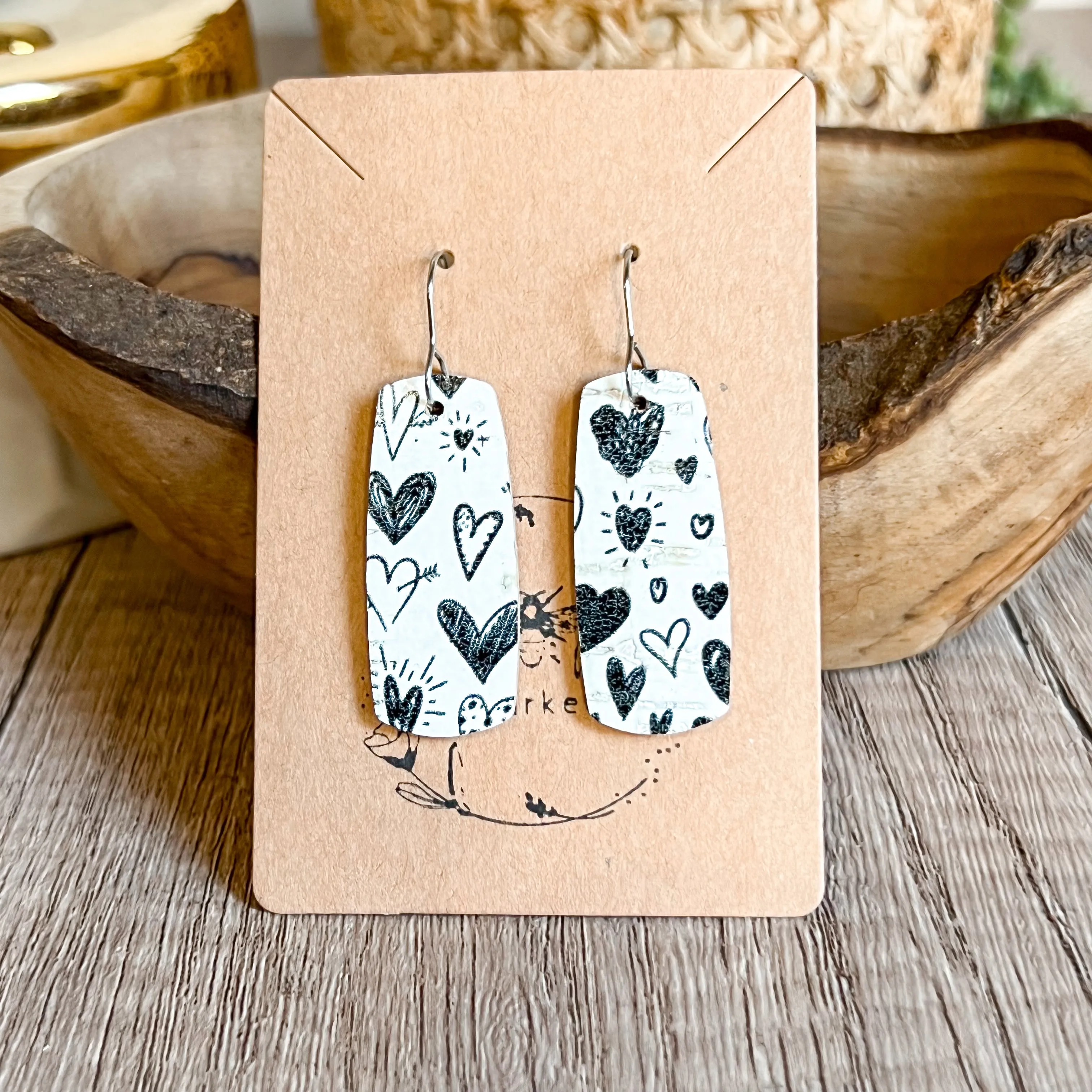 Amanda Black & White Heart Bar Earrings sold by Roxie’s Picks product image thumbnail 2