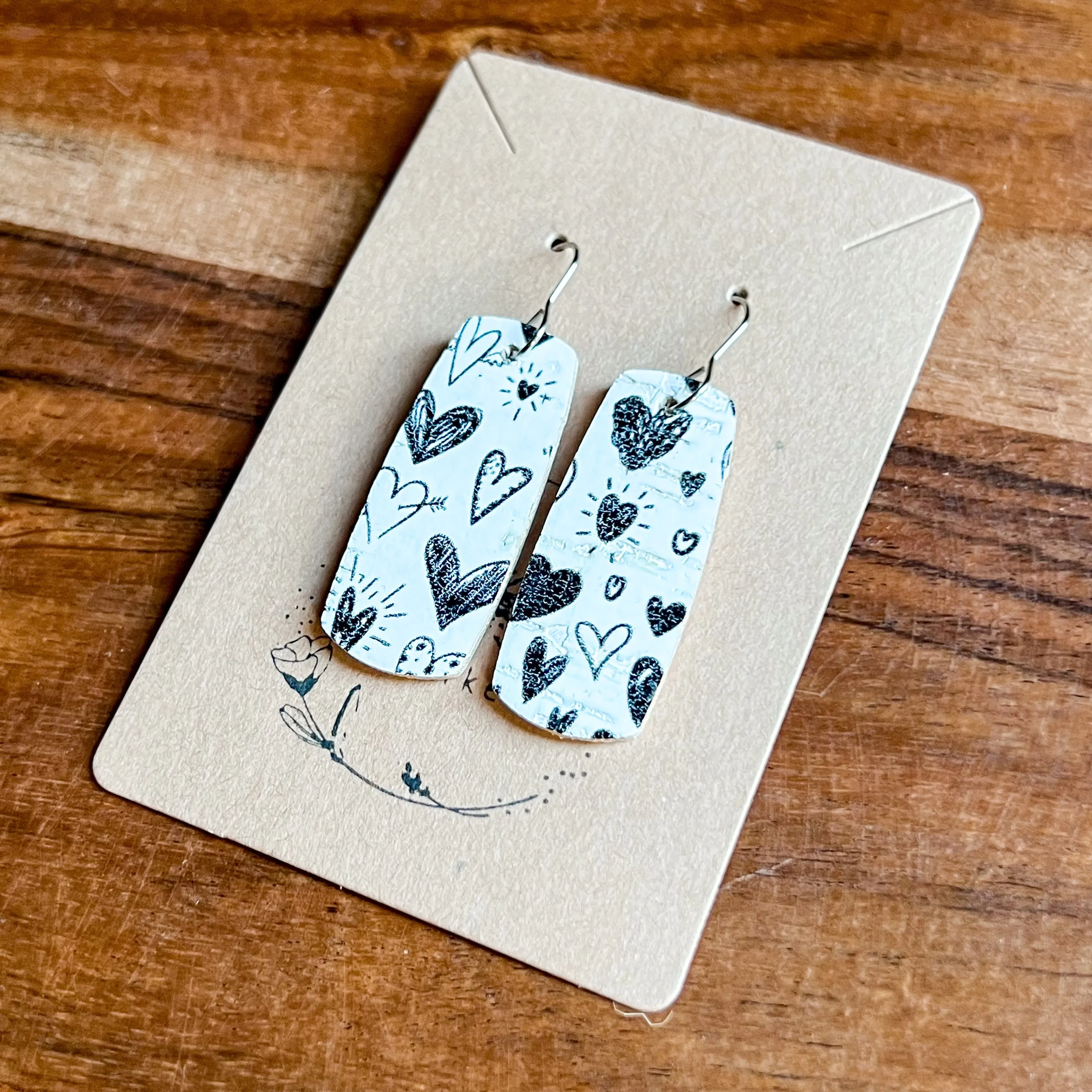 Amanda Black & White Heart Bar Earrings sold by Roxie’s Picks product image thumbnail 3