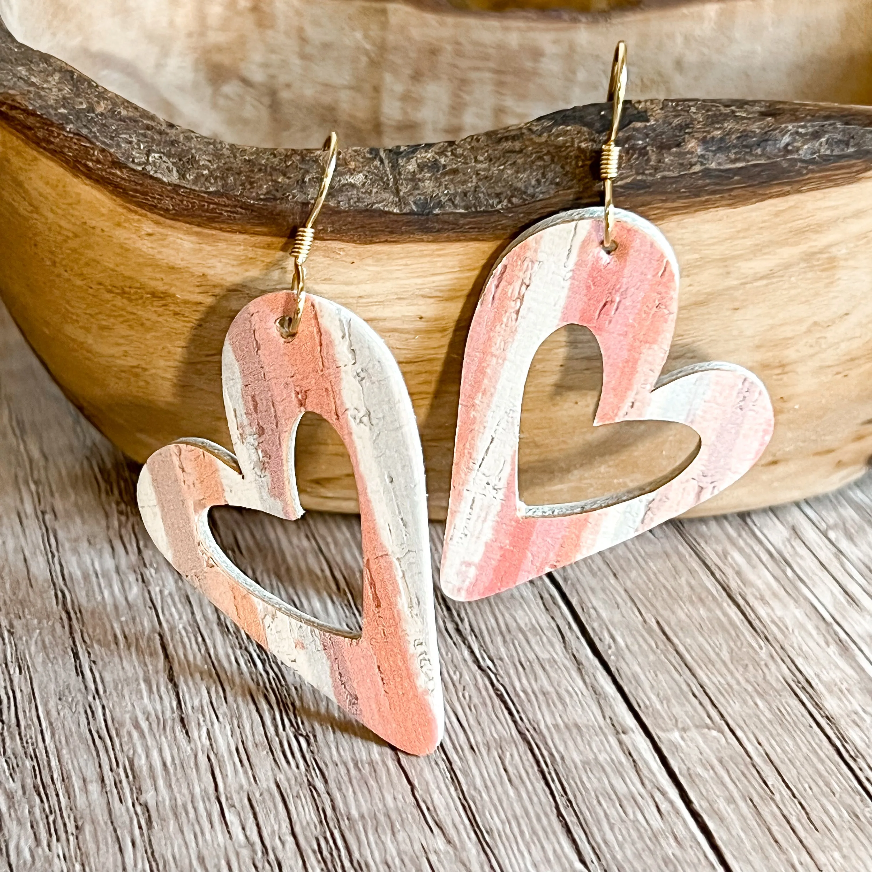 Susan Striped Pastel Open Heart Earrings sold by Roxie’s Picks