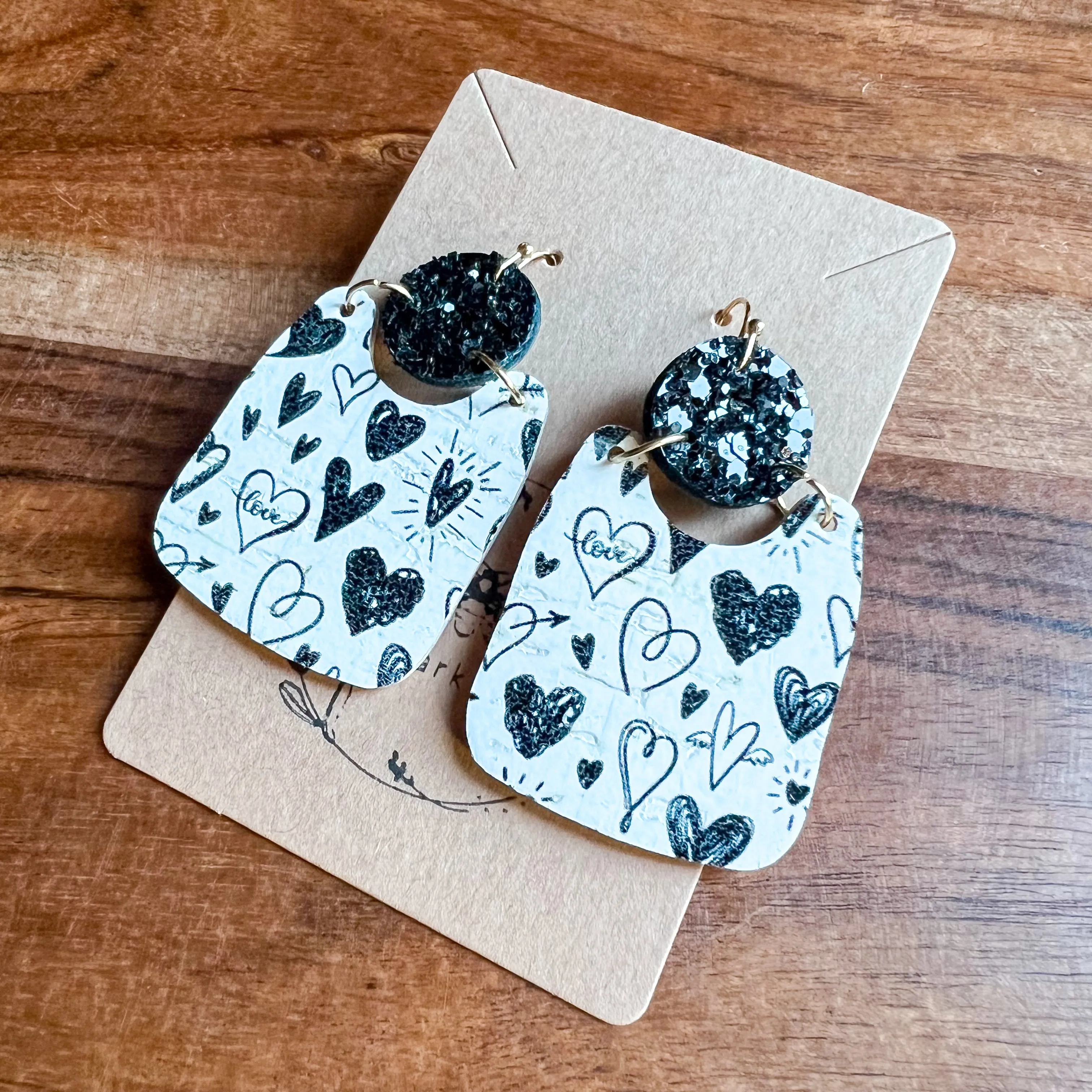 Amanda Black & White Heart Glitter Earrings sold by Roxie’s Picks product image thumbnail 2