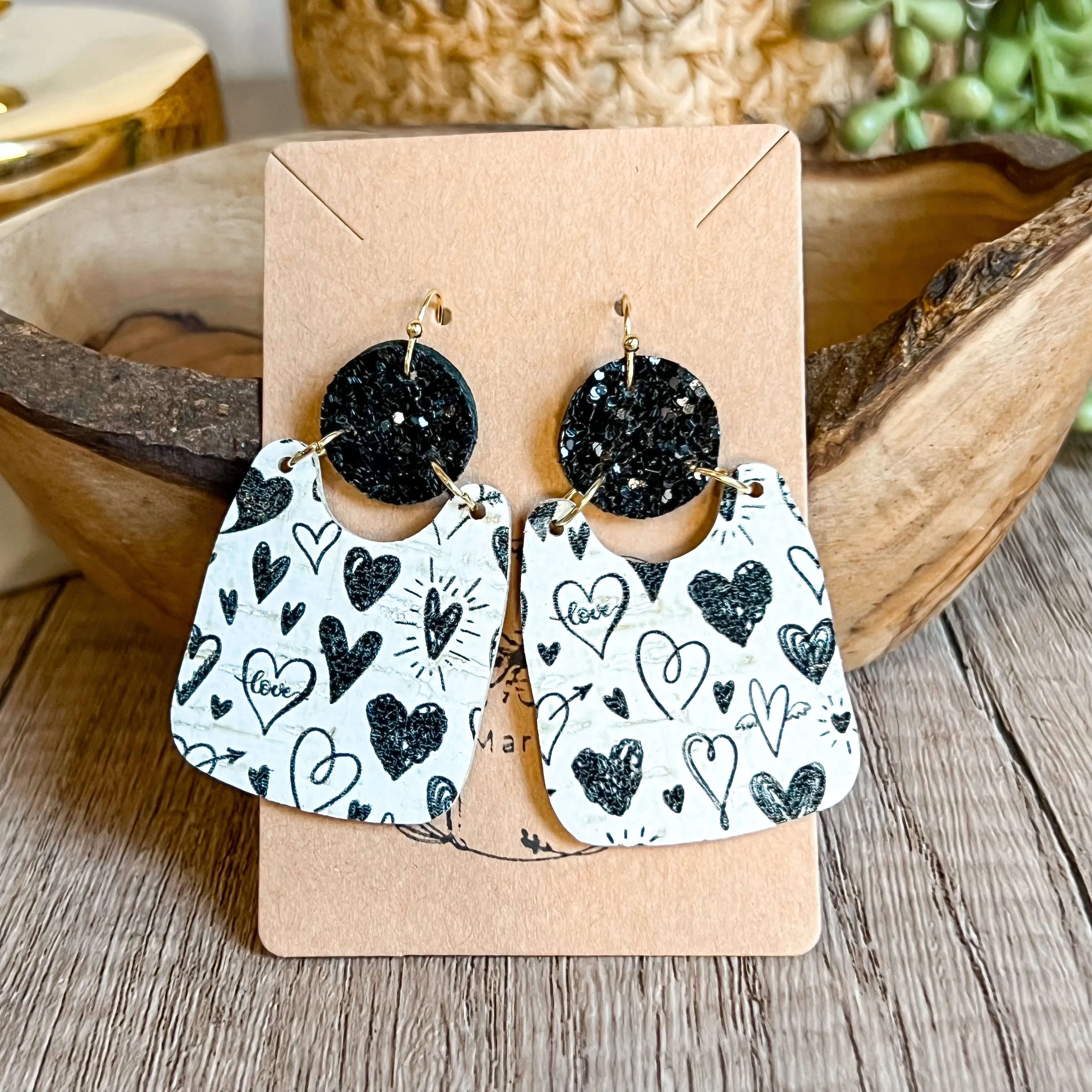 Amanda Black & White Heart Glitter Earrings sold by Roxie’s Picks product image thumbnail 3