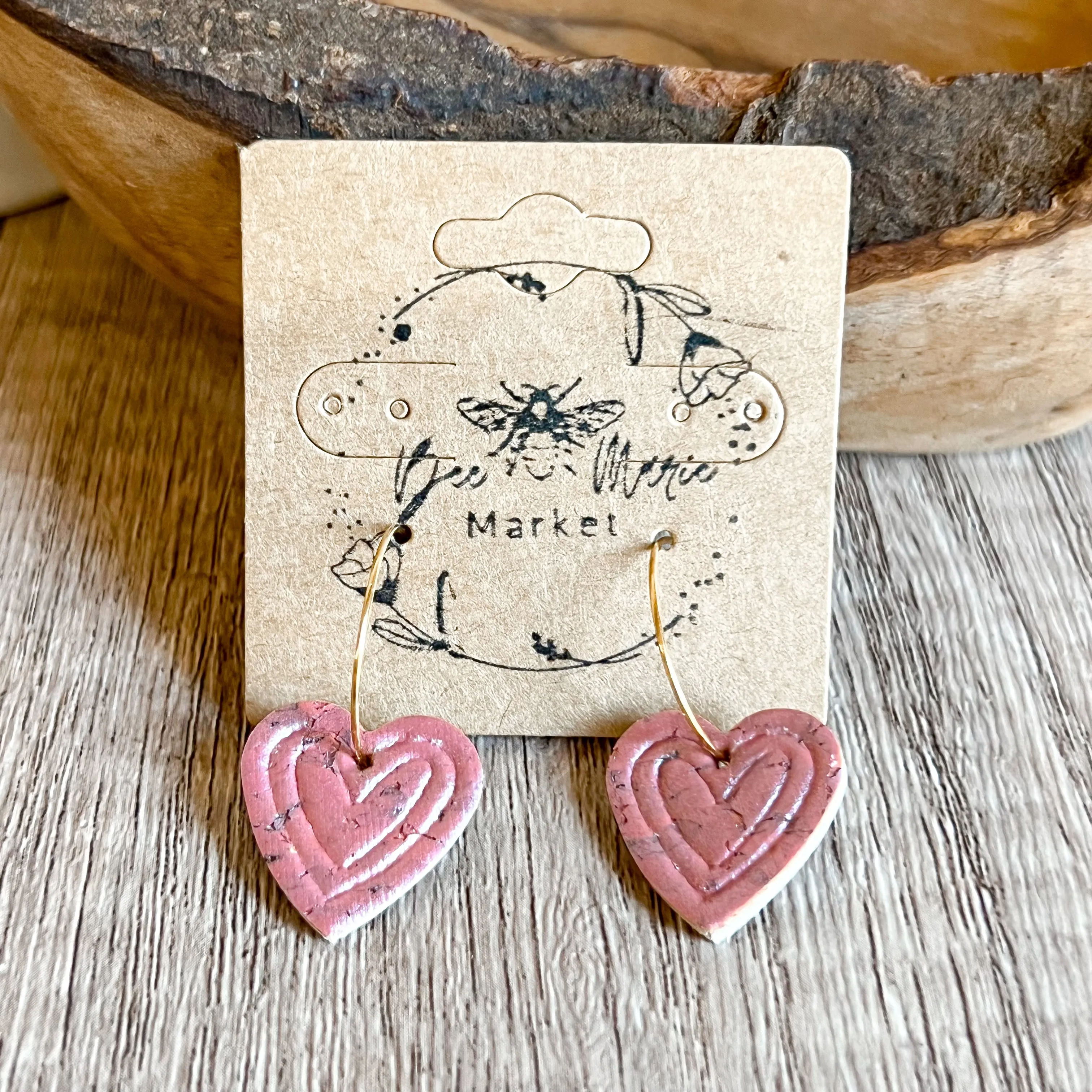 Karla Pearlized Embossed Heart Hoop Earrings sold by Roxie’s Picks product image thumbnail 2