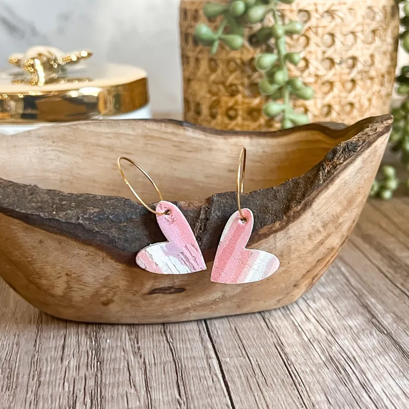 Susan Striped Pastel Heart Hoop Earrings sold by Roxie’s Picks