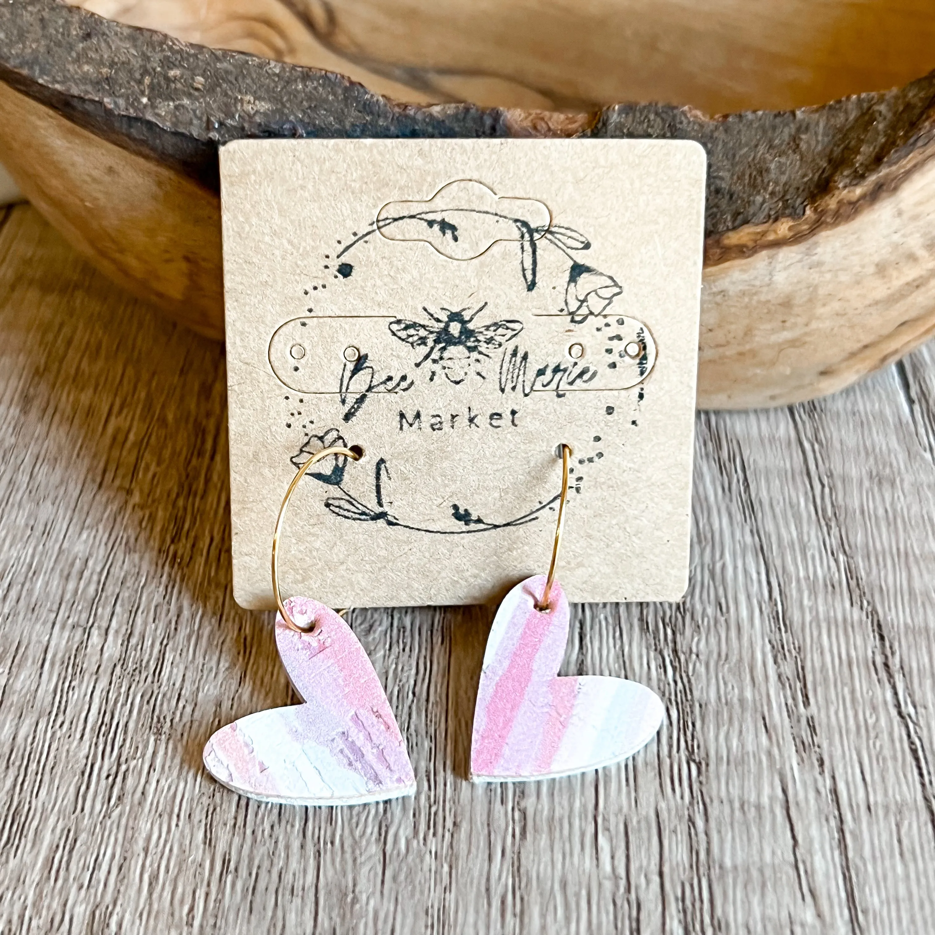 Susan Striped Pastel Heart Hoop Earrings sold by Roxie’s Picks product image thumbnail 2