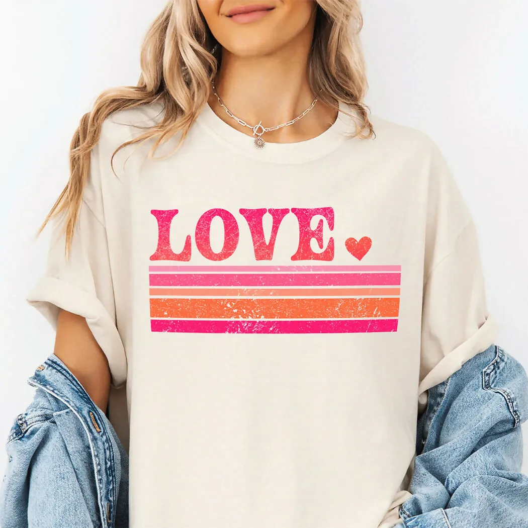 Retro Love Stripes Graphic Tee sold by Roxie’s Picks