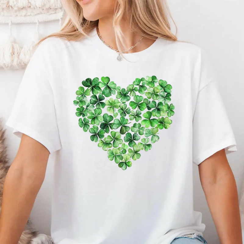Watercolor Shamrock Heart Graphic Tee made by Roxie’s Picks