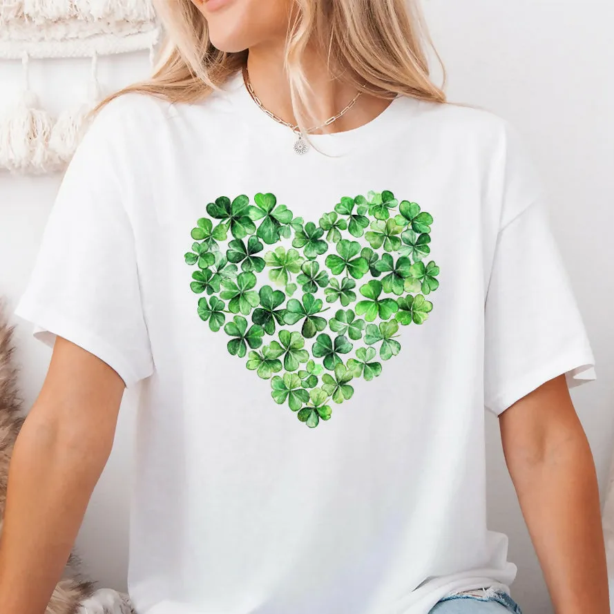 Watercolor Shamrock Heart Graphic Tee sold by Roxie’s Picks