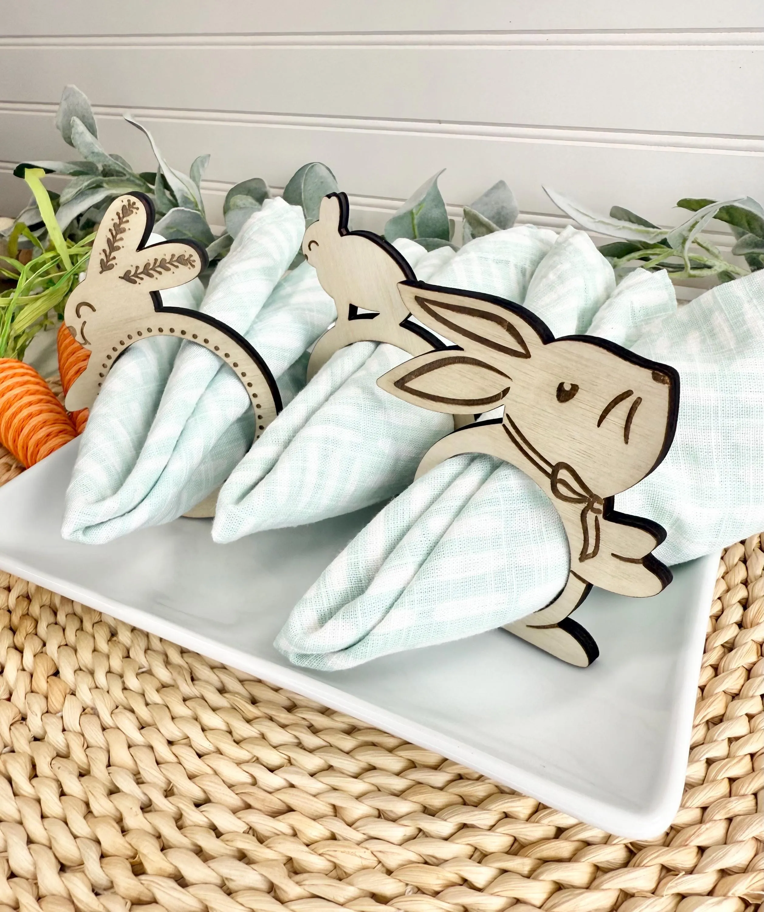 Wooden Easter Bunny Napkin Rings: Spring Table Decor sold by Roxie’s Picks product image thumbnail 3
