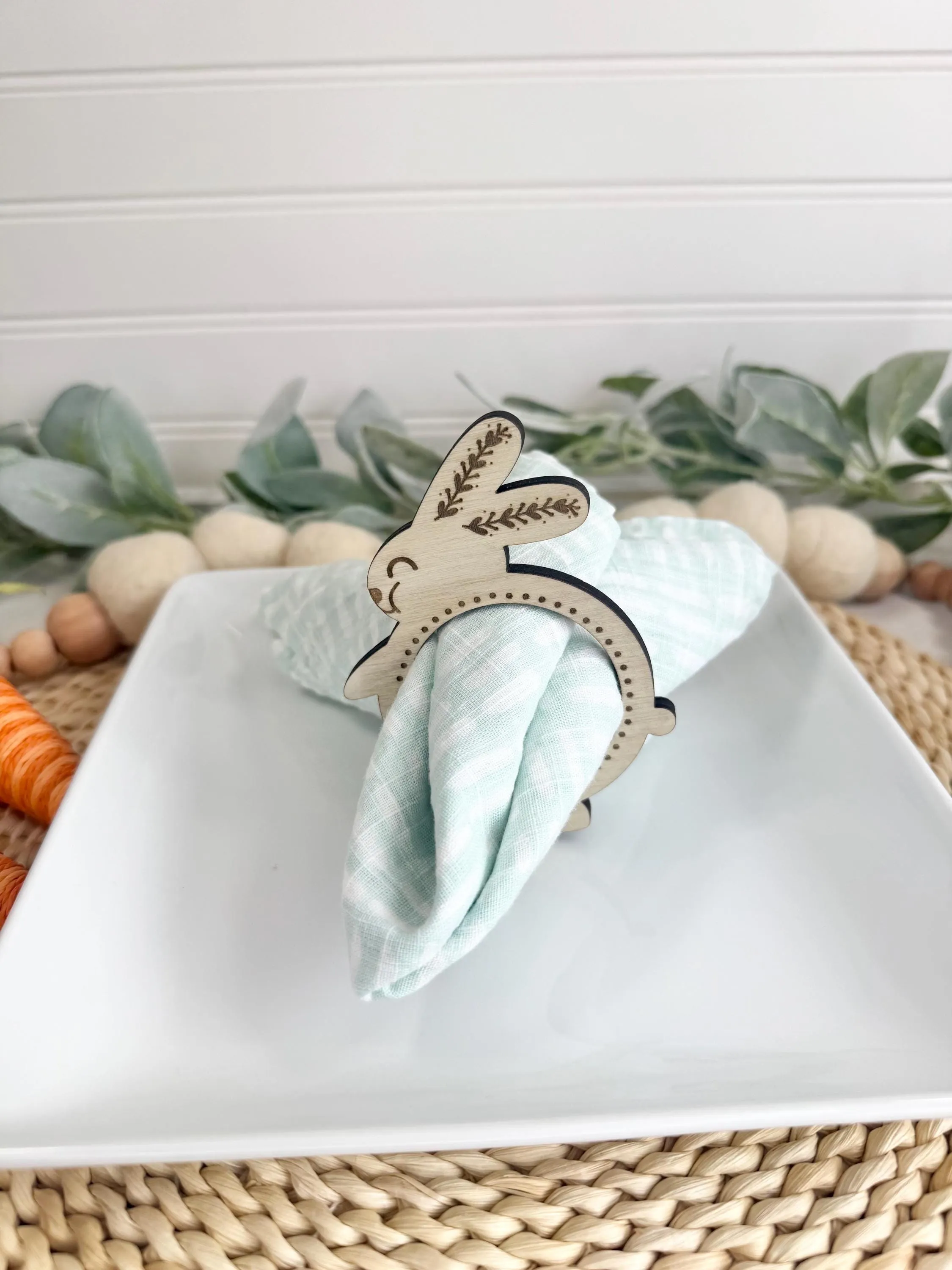 Wooden Easter Bunny Napkin Rings: Spring Table Decor sold by Roxie’s Picks product image thumbnail 4